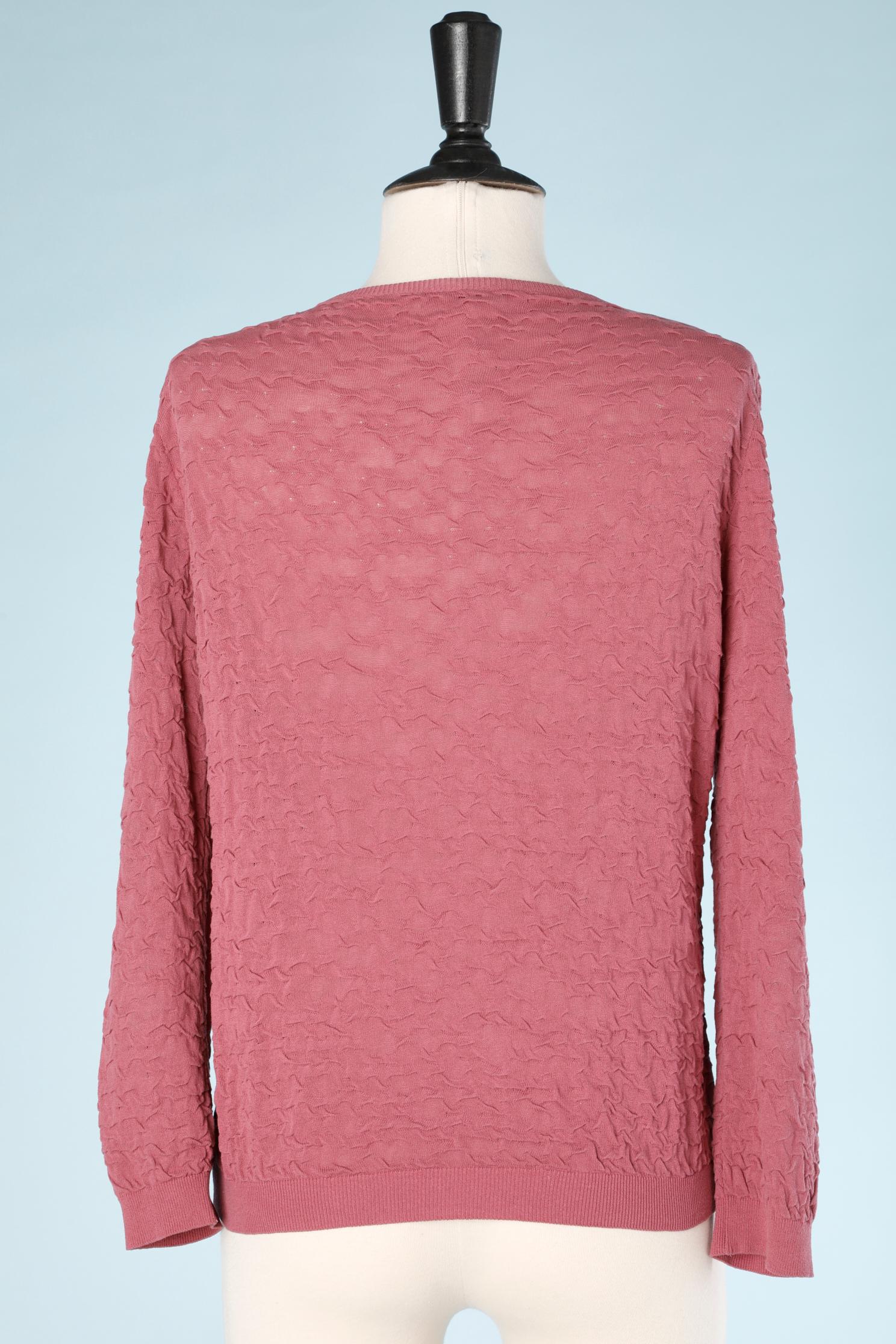Rosa Jacquard-Strickjacke aus Baumwolle MOSCHINO im Zustand „Hervorragend“ im Angebot in Saint-Ouen-Sur-Seine, FR