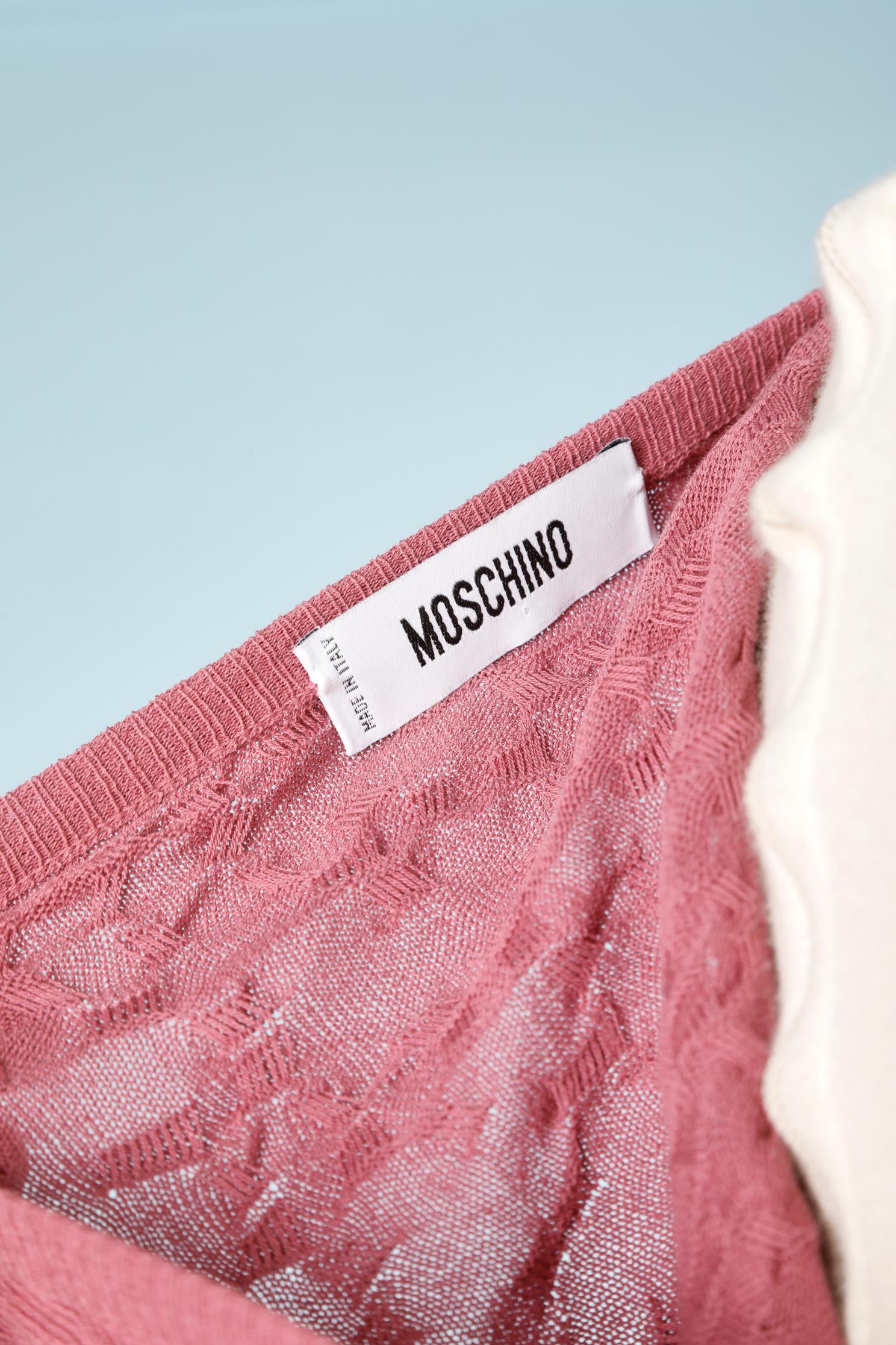 Rosa Jacquard-Strickjacke aus Baumwolle MOSCHINO Damen im Angebot