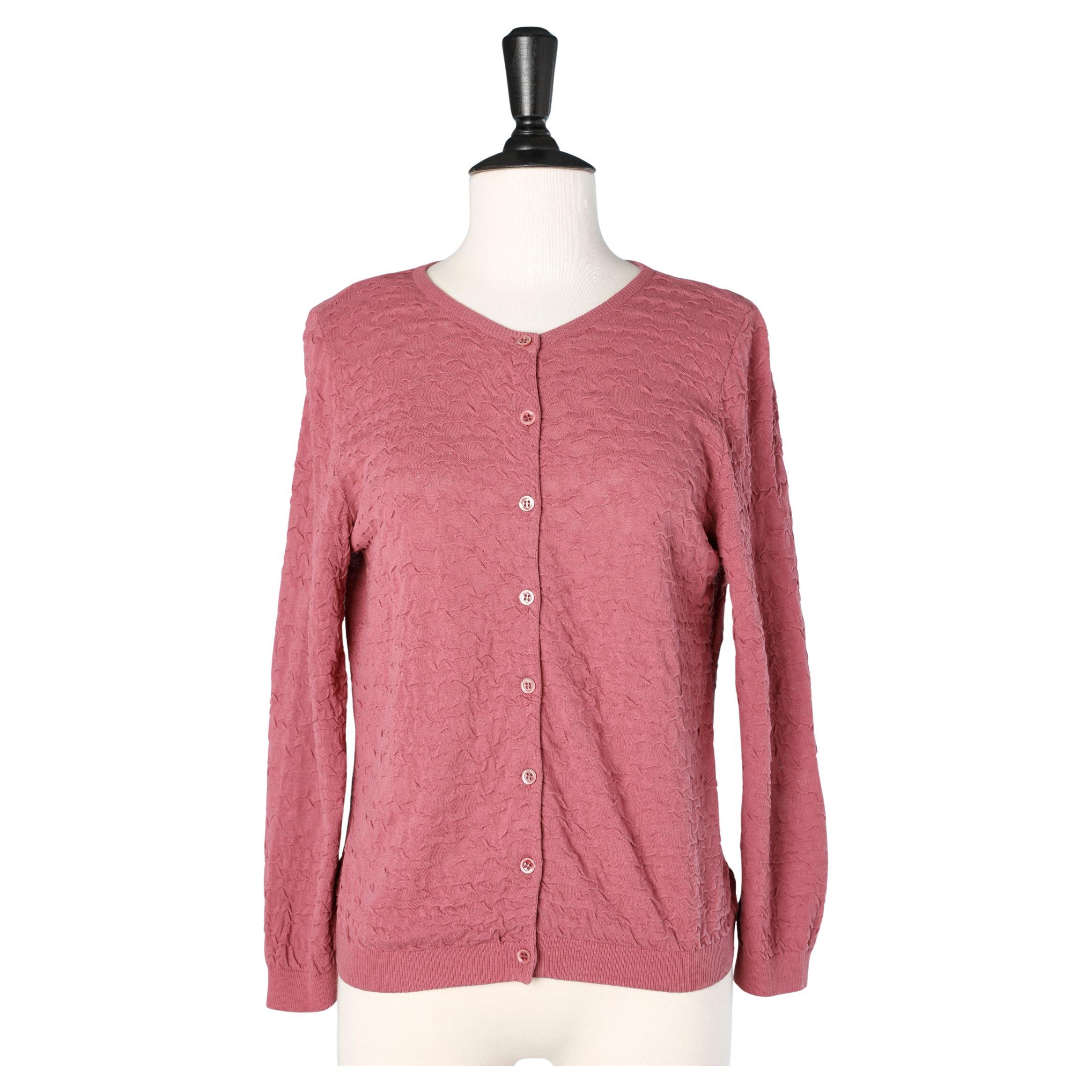 Rosa Jacquard-Strickjacke aus Baumwolle MOSCHINO im Angebot