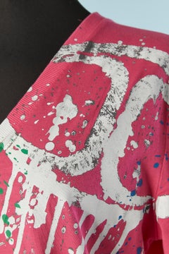 Pink cotton jersey tee-shirt with splashes print Just Cavalli