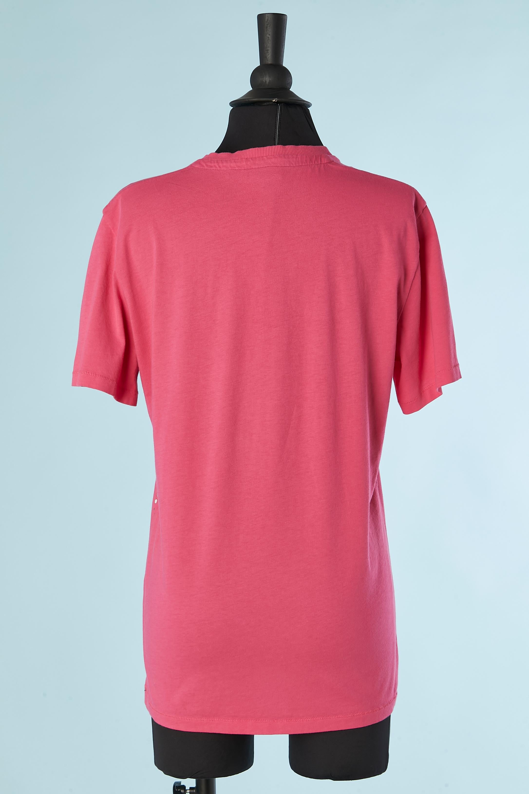 Pink cotton jersey tee-shirt with splashes print Just Cavalli For Sale 1