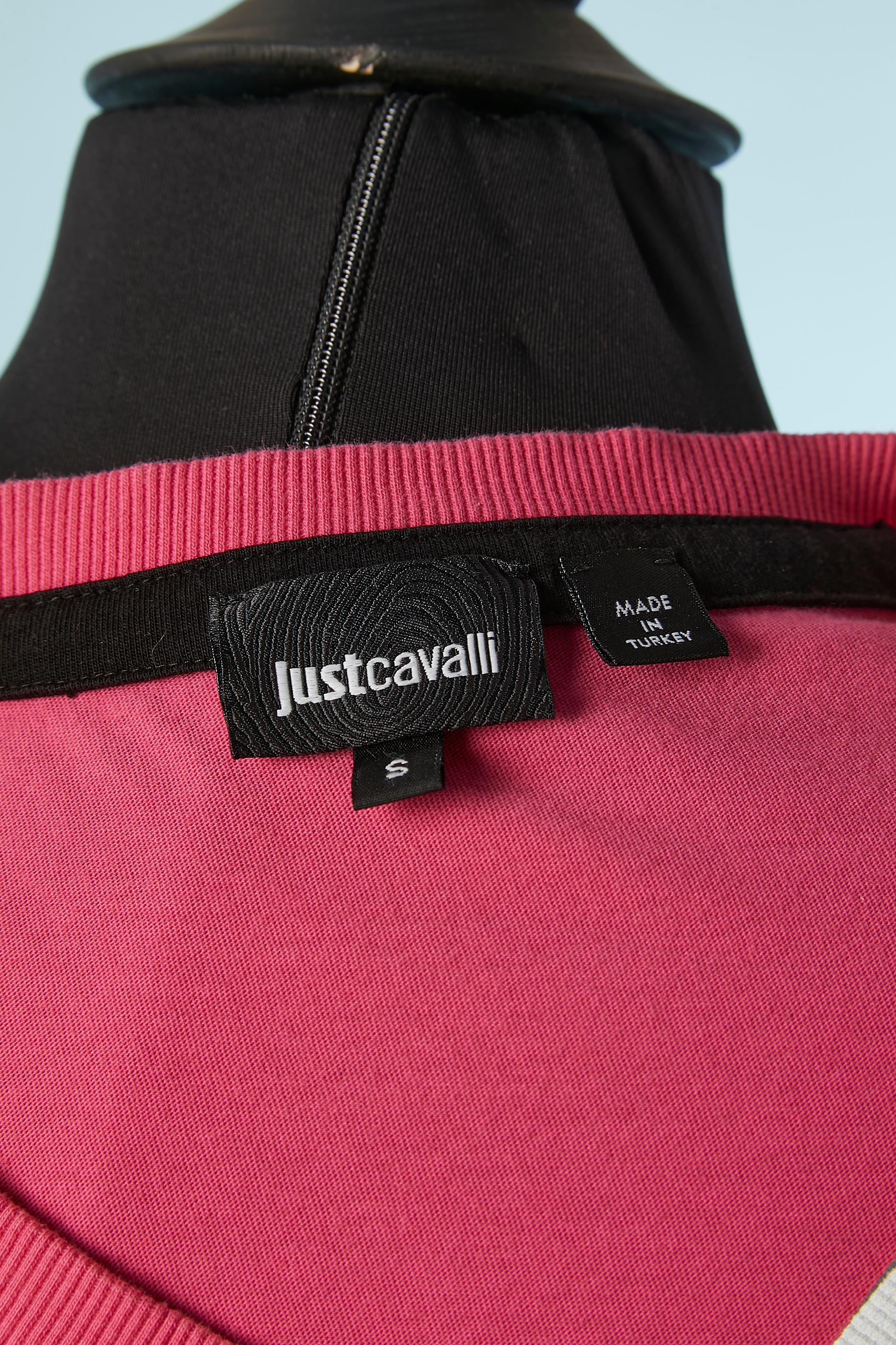 Pink cotton jersey tee-shirt with splashes print Just Cavalli For Sale 2