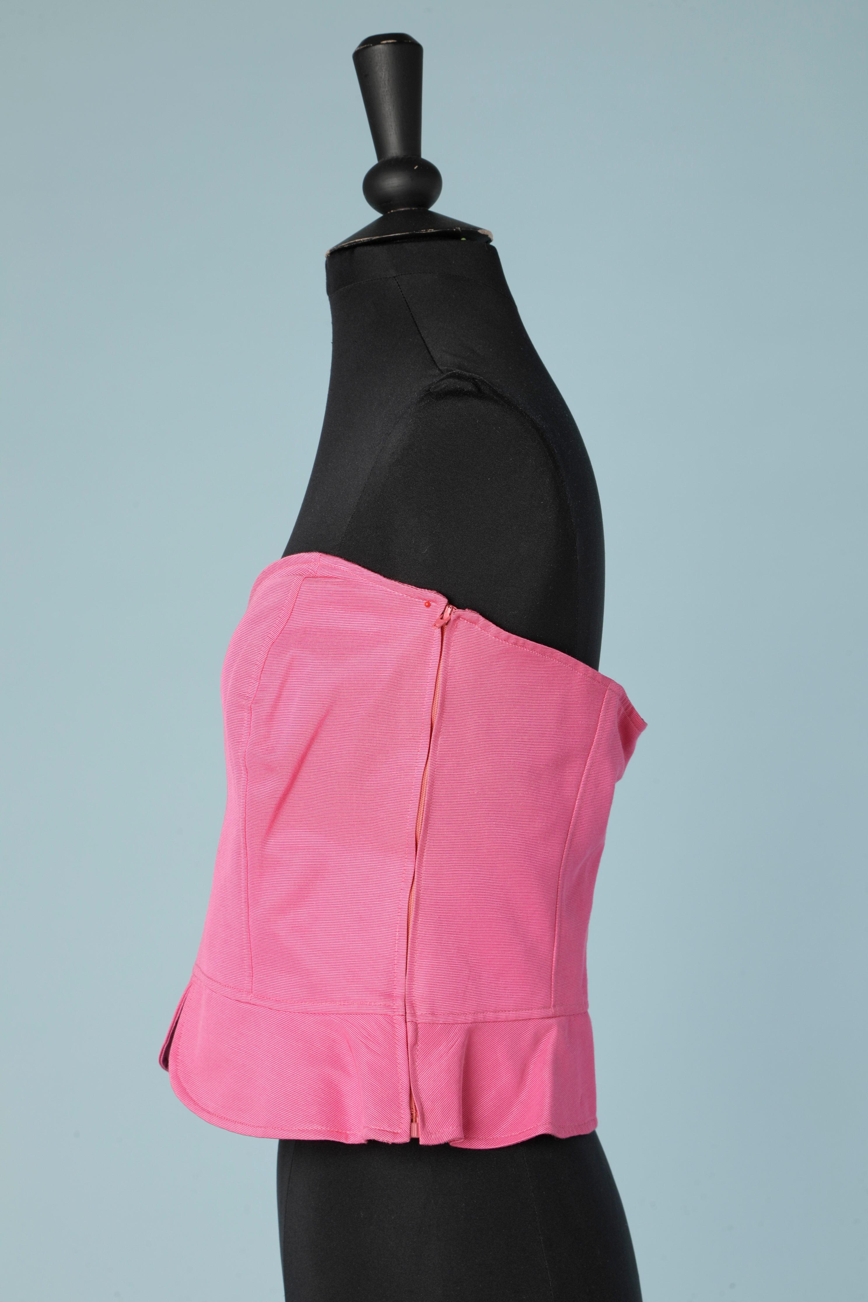 Pink cotton & rayon boned bustier UNGARO SOLO DONNA New with tag In New Condition For Sale In Saint-Ouen-Sur-Seine, FR