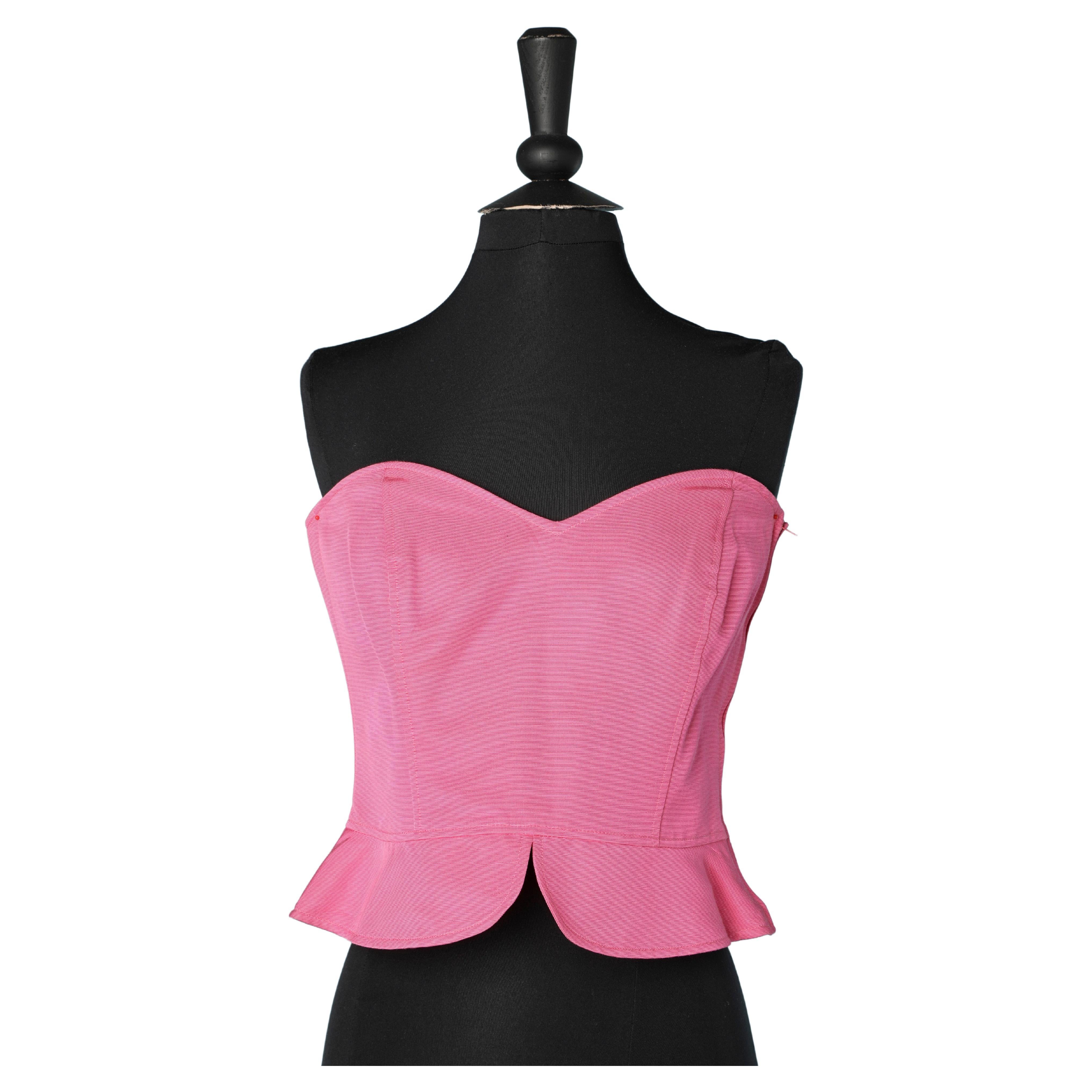 Pink cotton & rayon boned bustier UNGARO SOLO DONNA New with tag For Sale