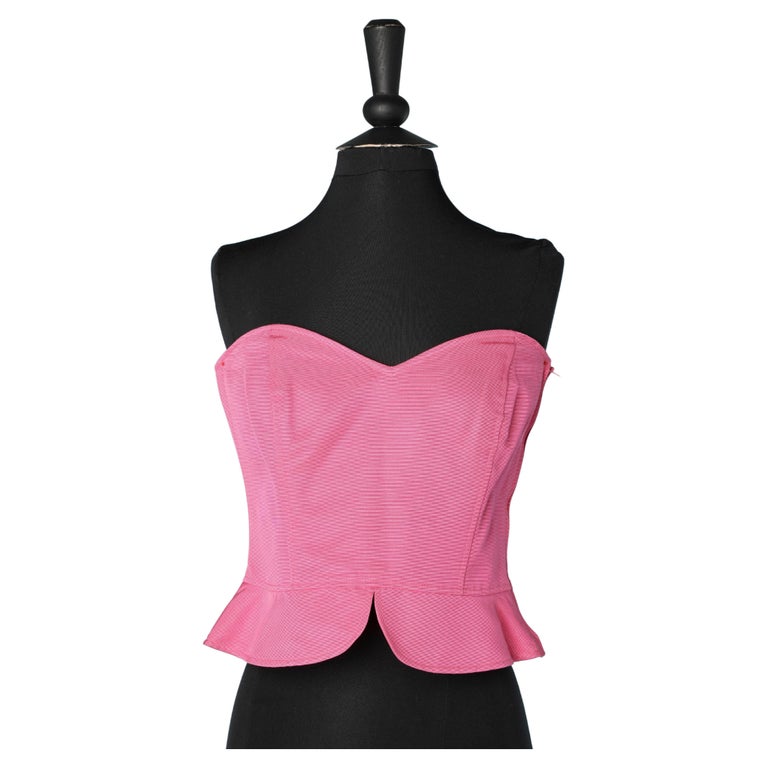 Pink cotton and rayon boned bustier UNGARO SOLO DONNA New with tag For Sale  at 1stDibs