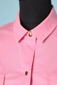 Robe à manches courtes en coton rose avec fermeture à boutons-pression SONIA by Sonia Rykiel