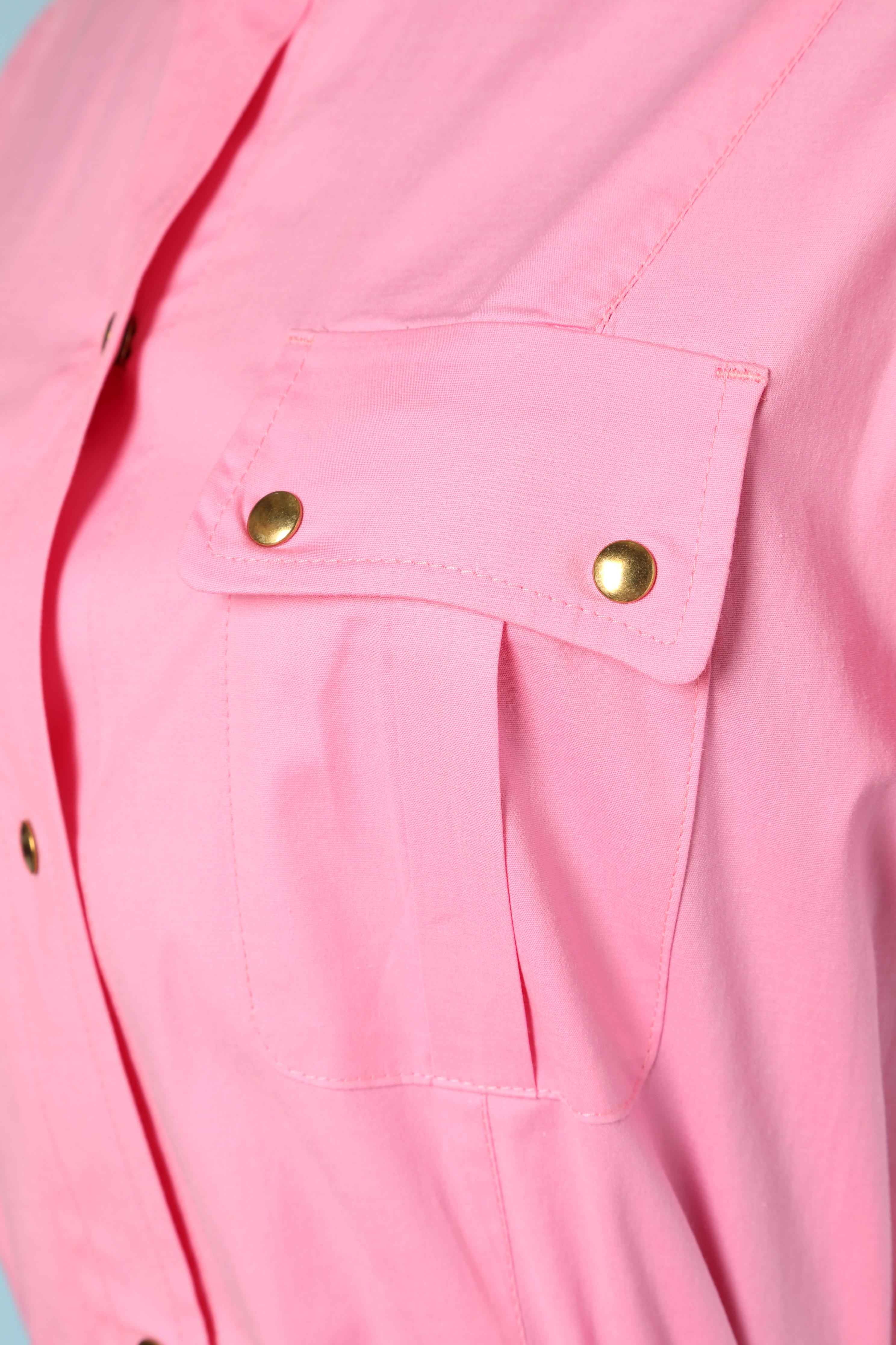 Rosa Abito a maniche corte in cotone rosa con chiusura a scatto SONIA by Sonia Rykiel in vendita