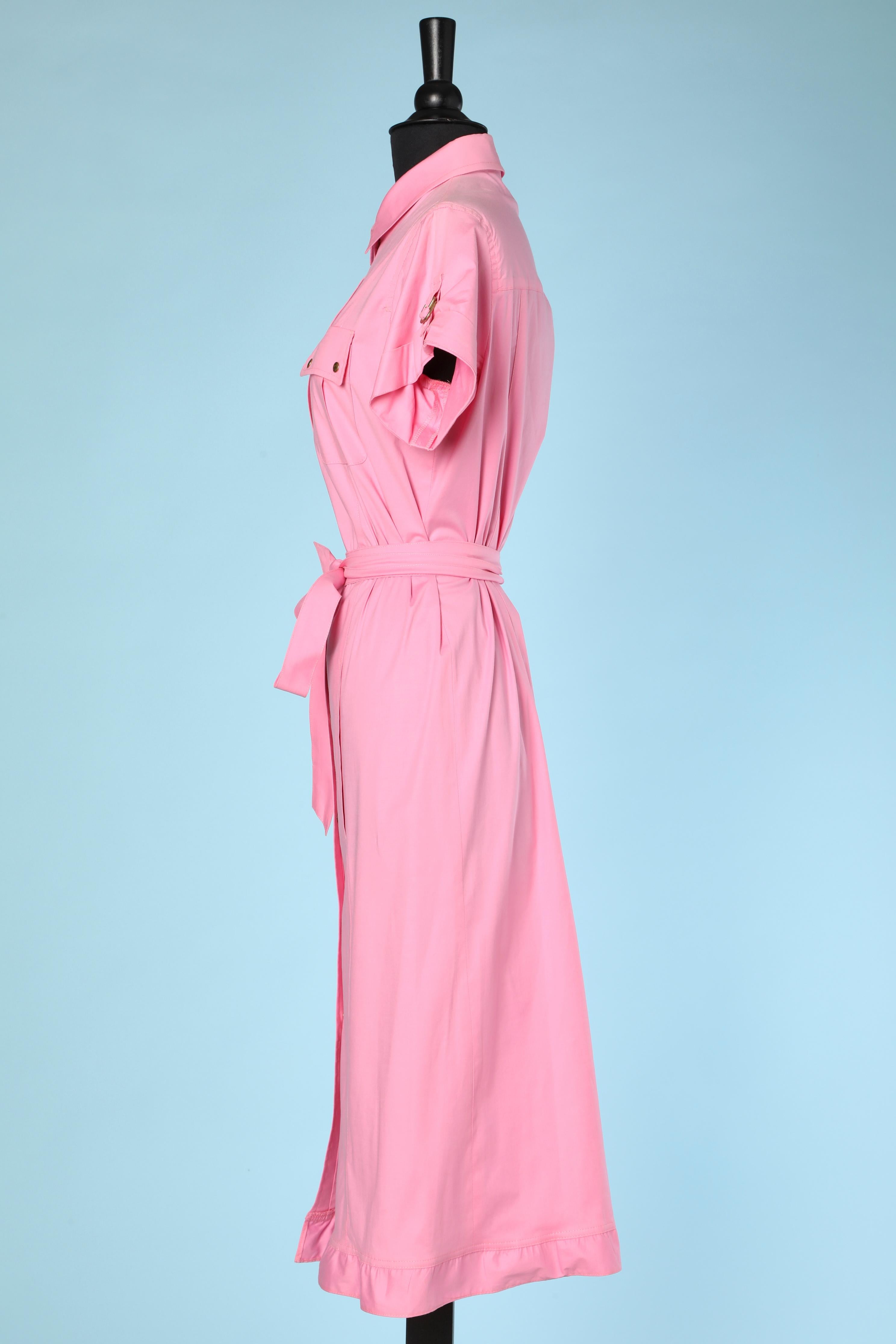 Abito a maniche corte in cotone rosa con chiusura a scatto SONIA by Sonia Rykiel In condizioni ottime in vendita a Saint-Ouen-Sur-Seine, FR