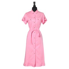 Robe à manches courtes en coton rose avec fermeture à boutons-pression SONIA by Sonia Rykiel
