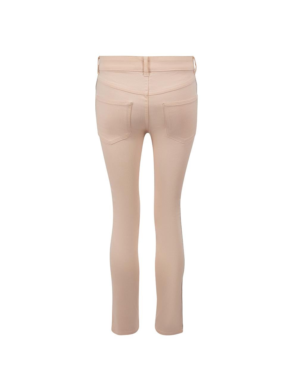 Beige Pink Cotton Silver Trim Slim Jeans Size XS For Sale