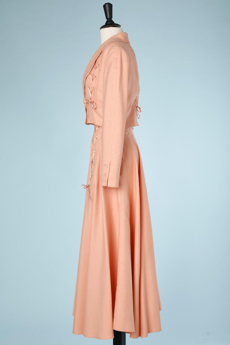 Pink cotton skirt suit Chantal Thomass SS 1989 For Sale at 1stDibs