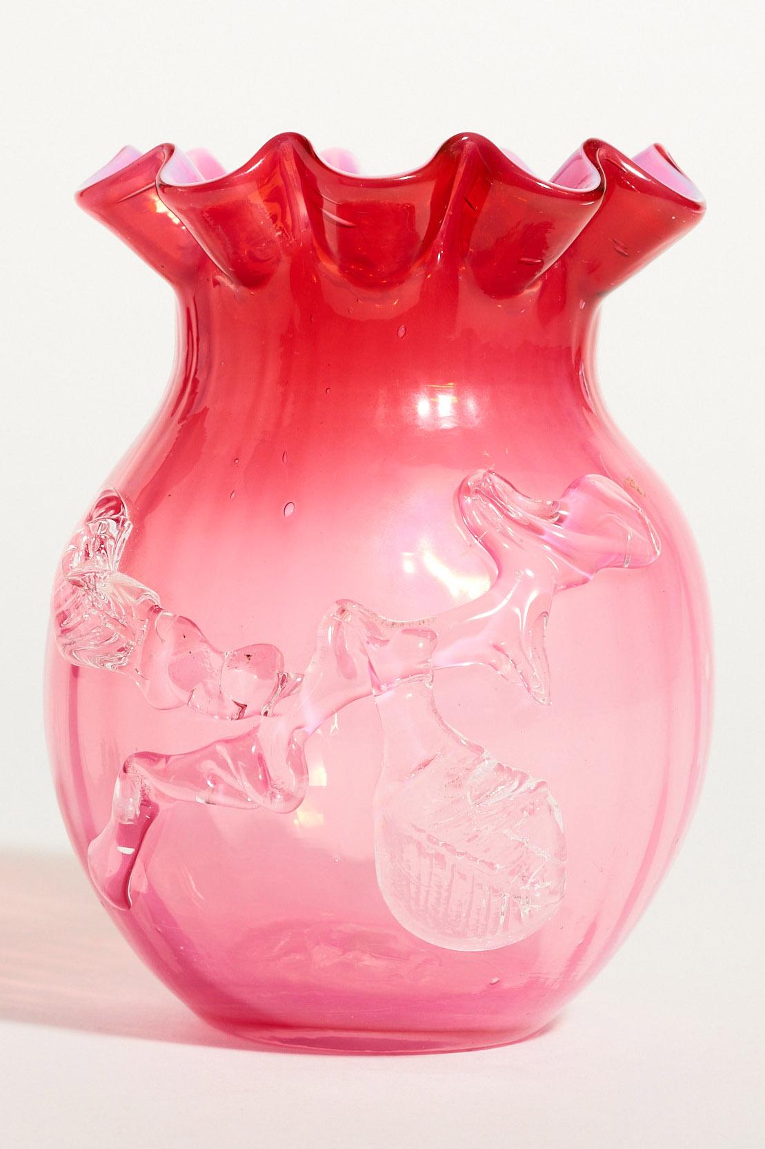 Mid-20th Century Pink Cranberry Bud Vase