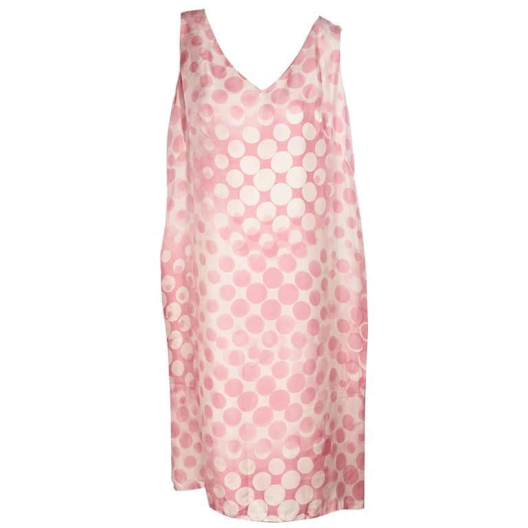 Escada Pink and Cream Polka-Dot Shift Dress For Sale at 1stdibs