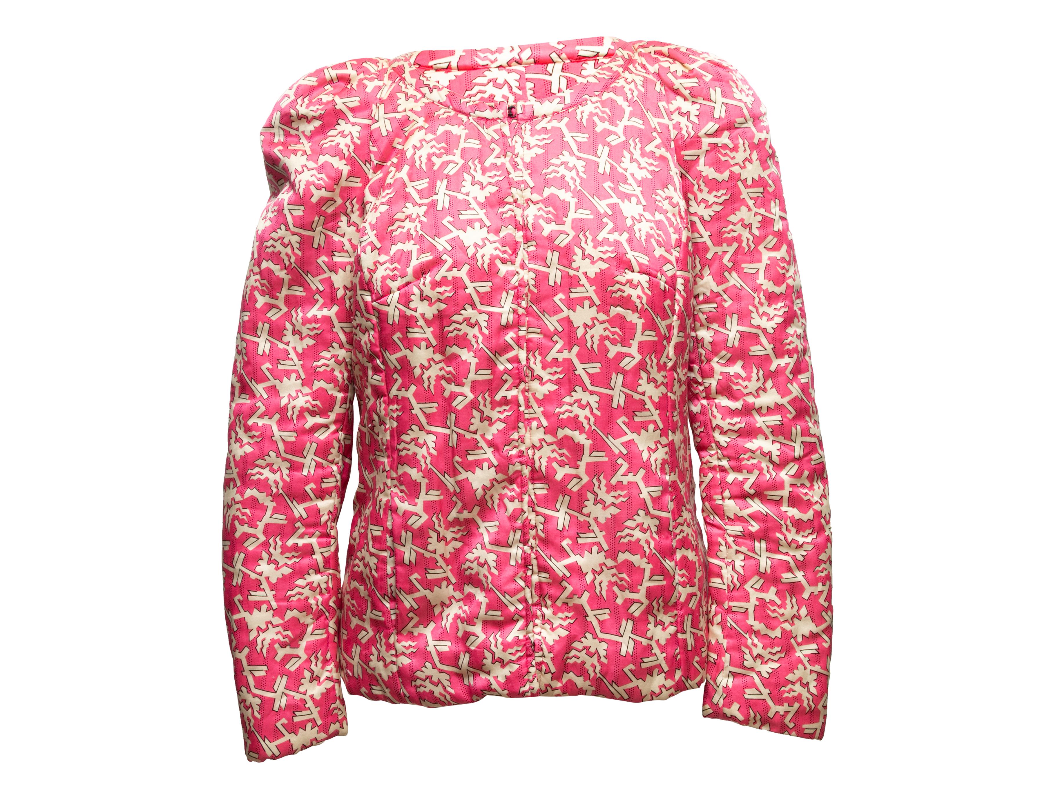 Women's Pink & Cream Isabel Marant Silk-Blend Printed Jacket Size 3 For Sale