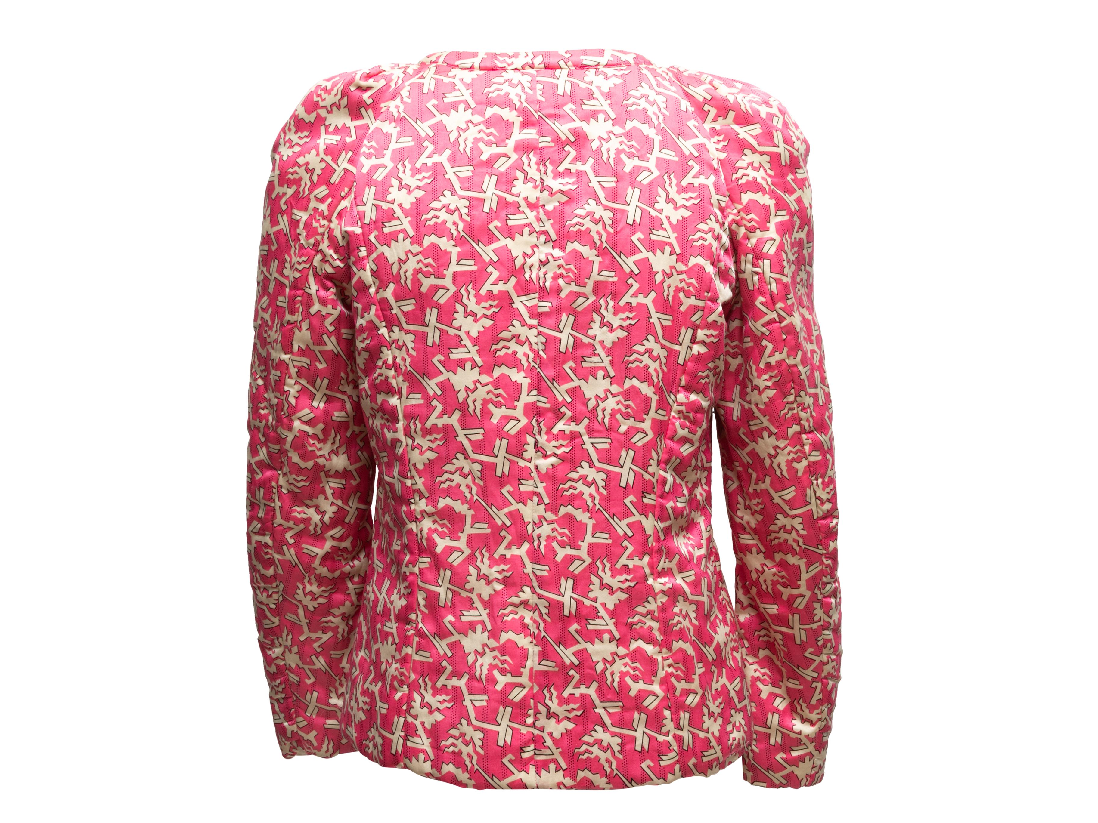 Pink & Cream Isabel Marant Silk-Blend Printed Jacket Size 3 For Sale 2
