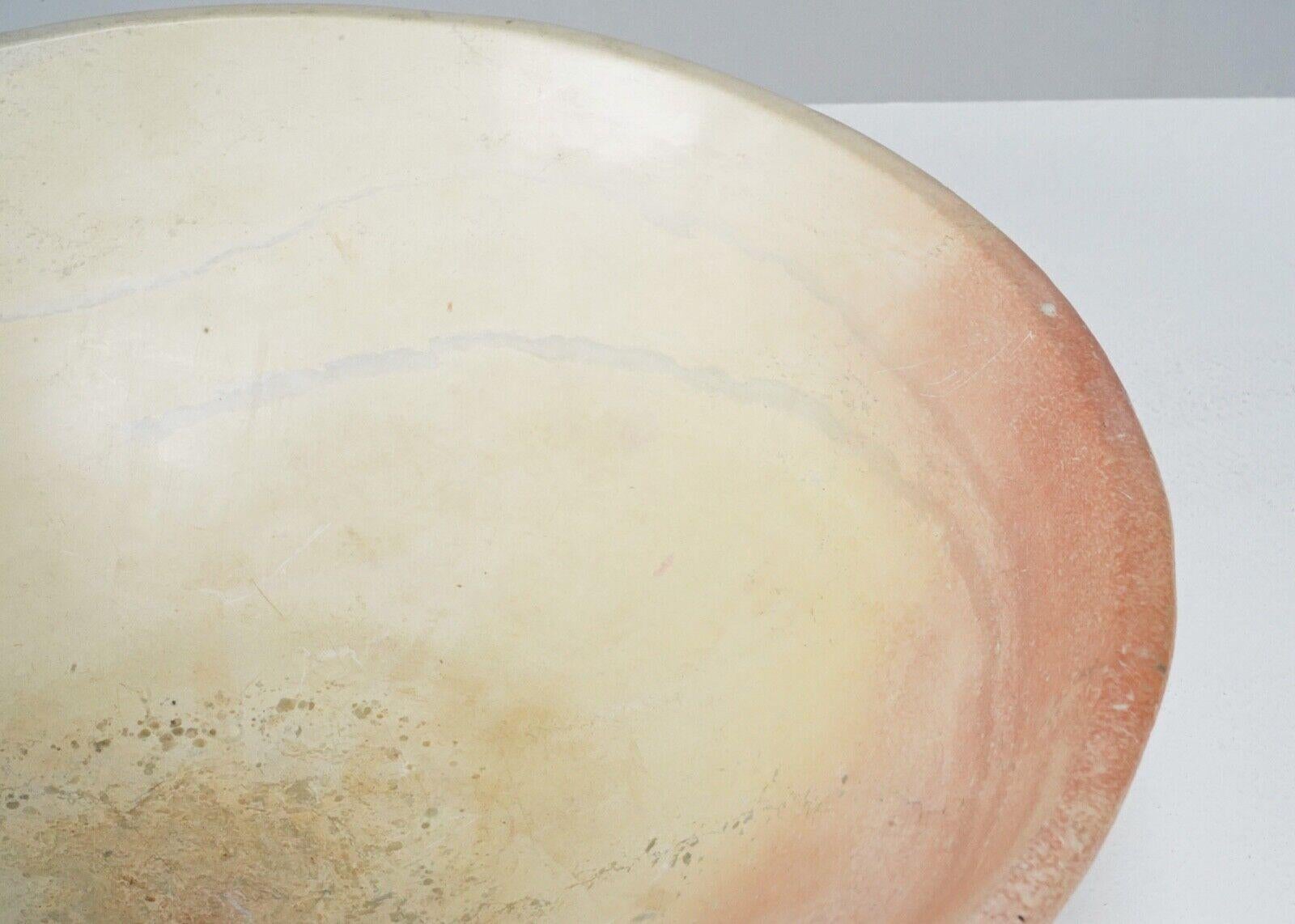 Mid-Century Modern Pink & Cream Marble Stone Bowl For Sale