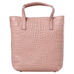 Pink croco stamp leather shoulder bag handbag