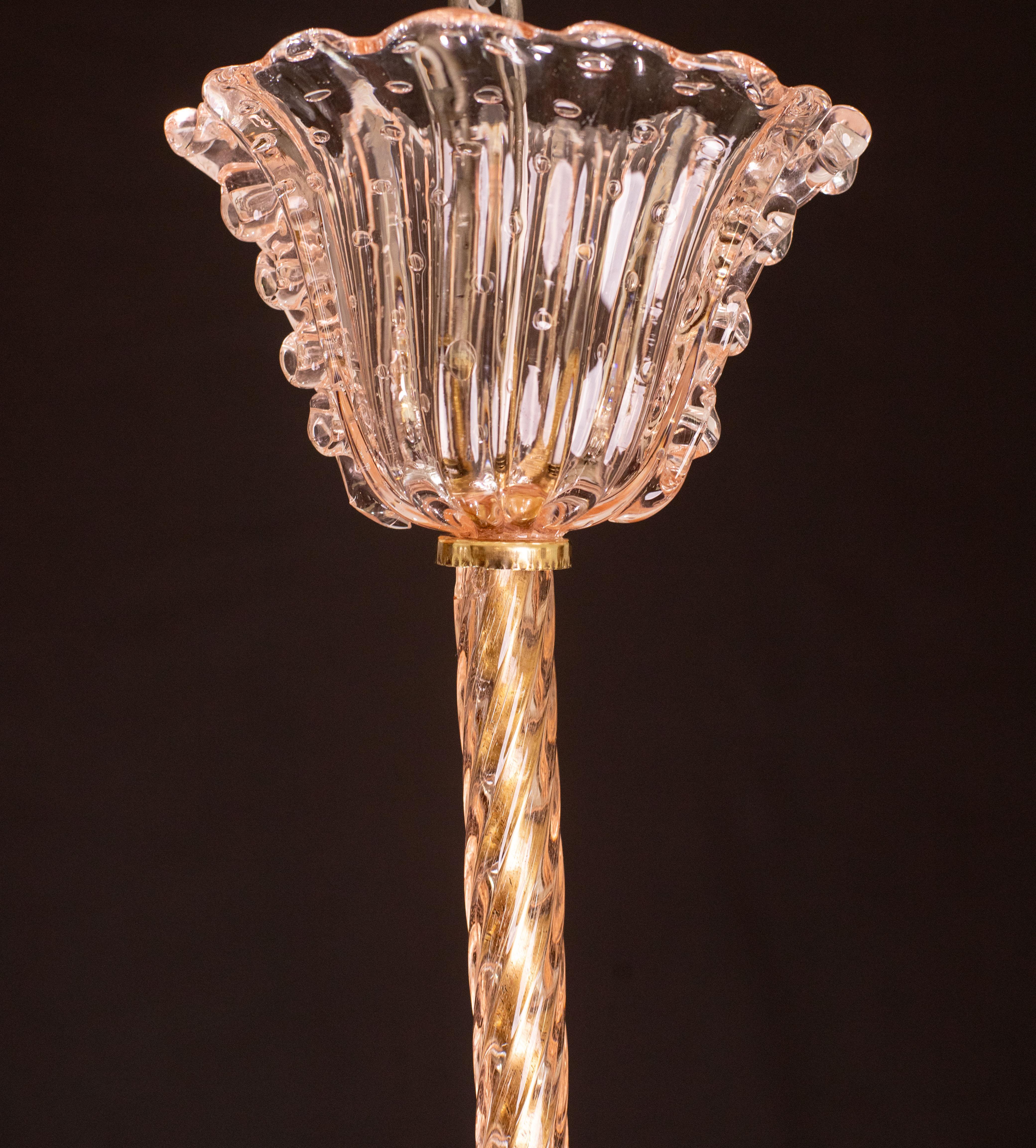 Pink Crown Art Deco Barovier e Toso Chandelier, 