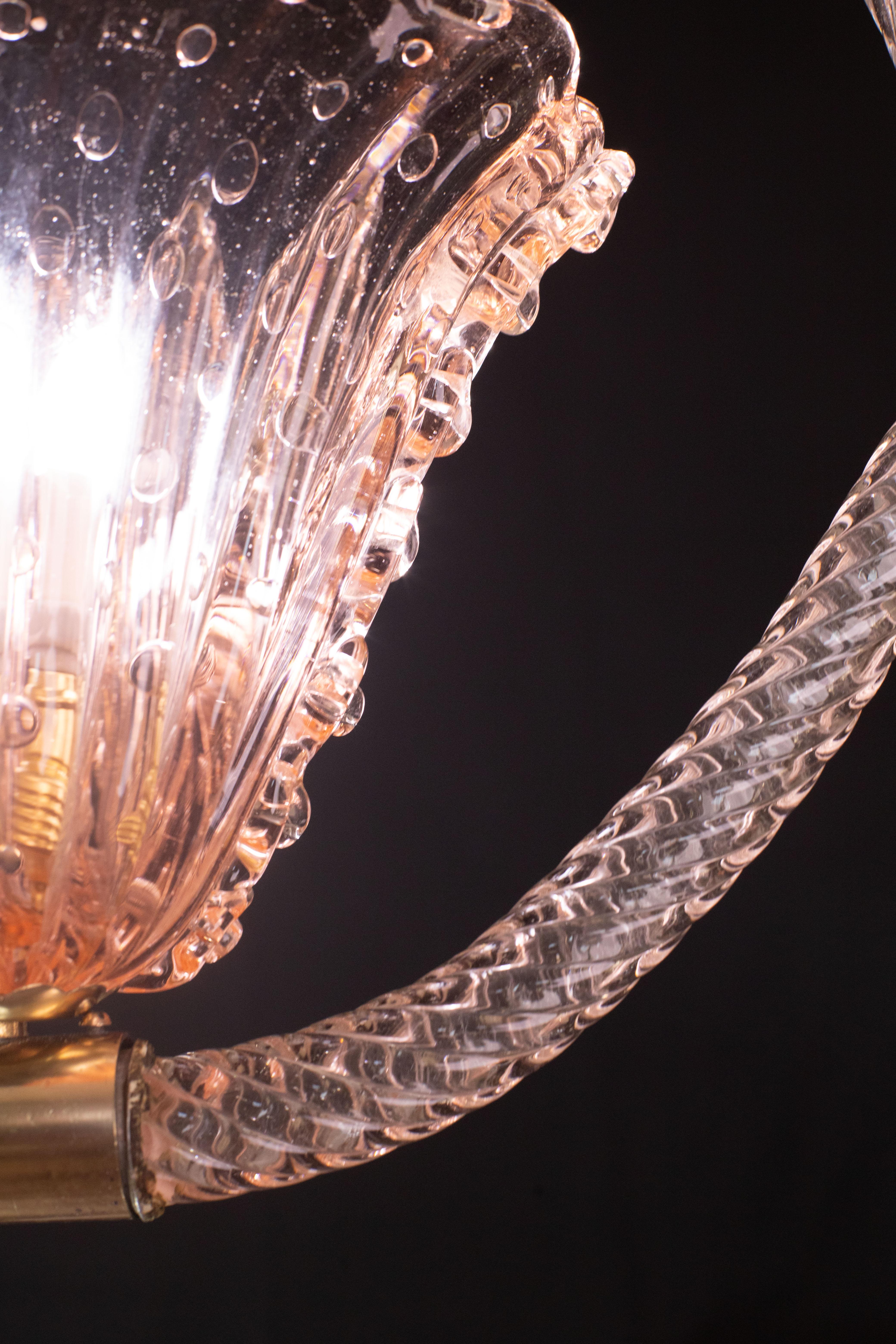 Pink Crown Art Deco Barovier e Toso Chandelier, 