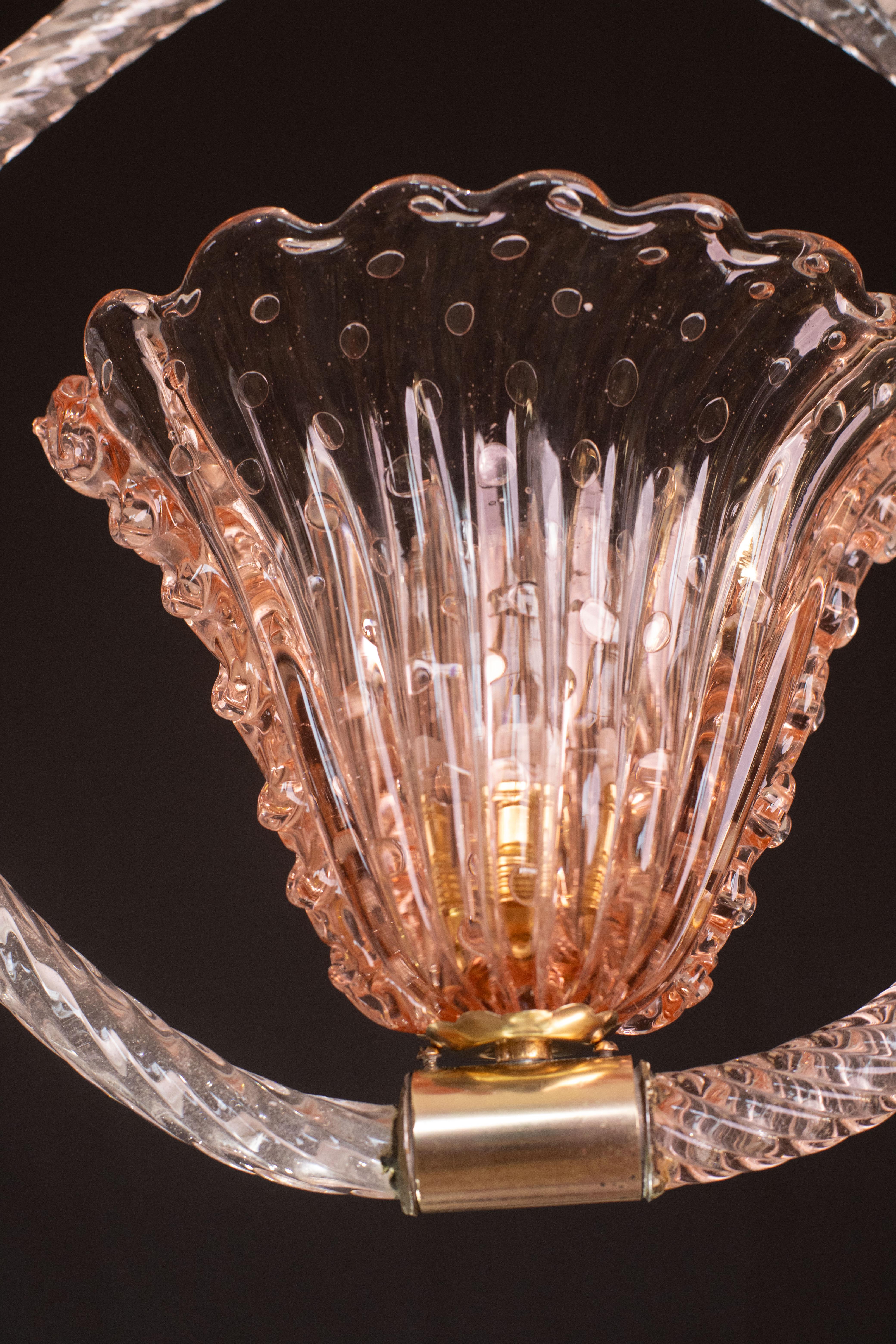 Pink Crown Art Deco Barovier e Toso Chandelier, 