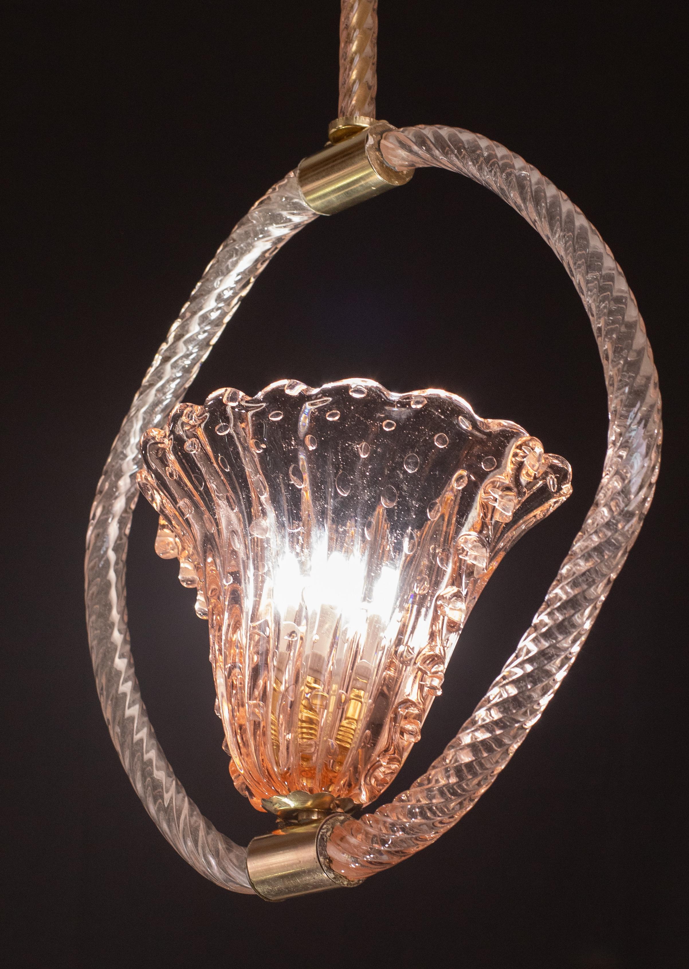 Pink Crown Art Deco Barovier e Toso Chandelier, 