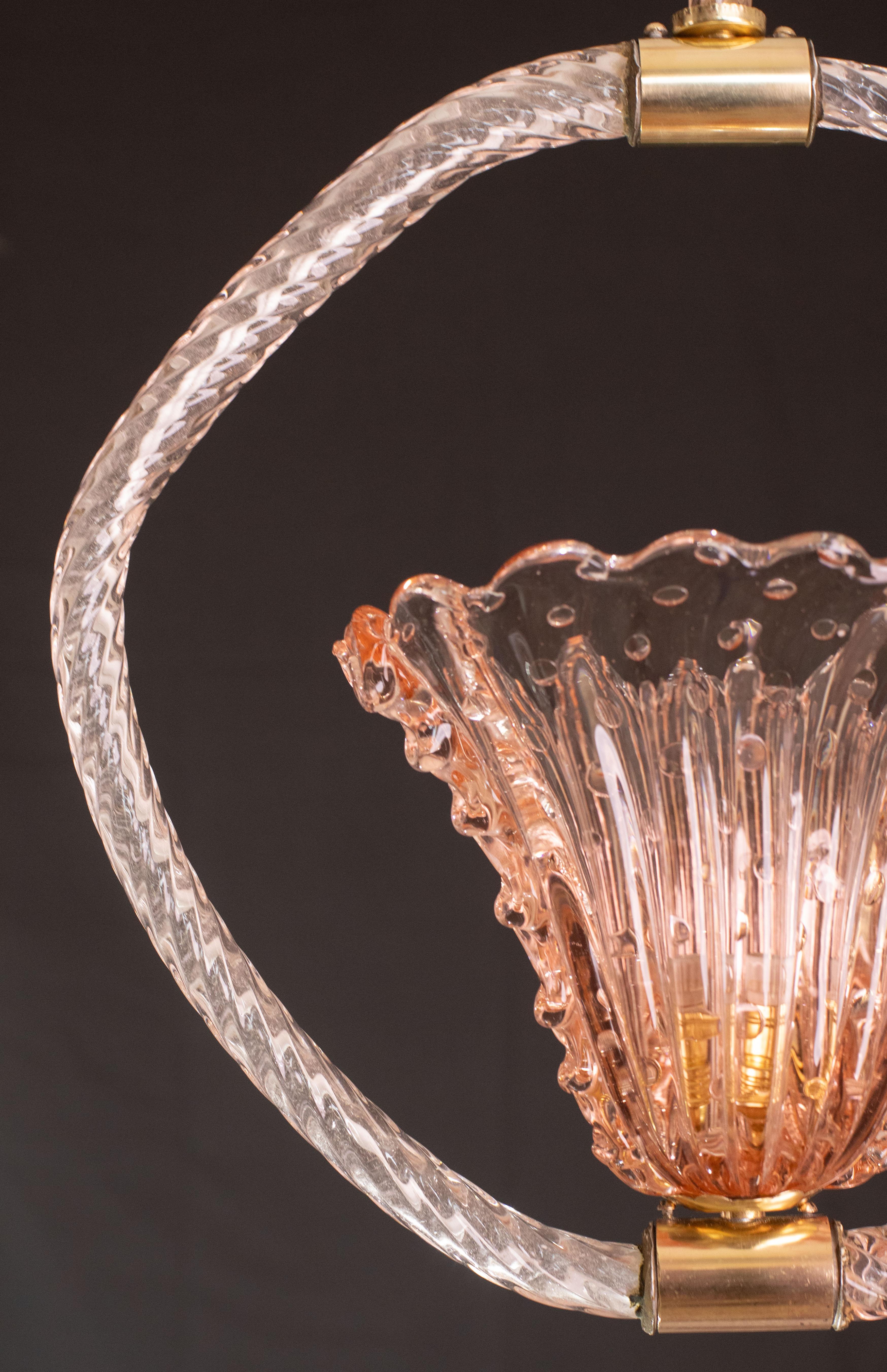 Pink Crown Art Deco Barovier e Toso Chandelier, 
