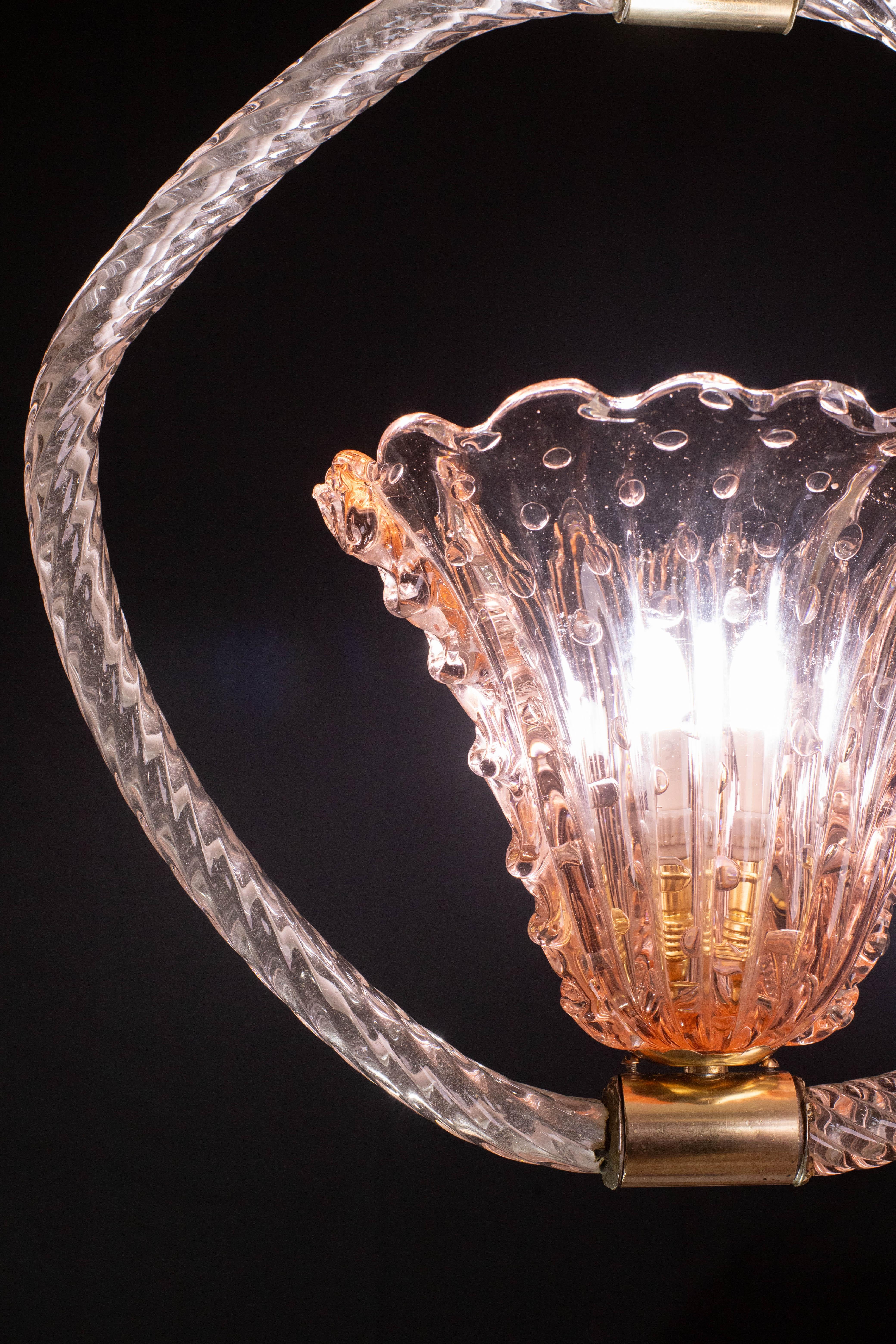 Pink Crown Art Deco Barovier e Toso Chandelier, 