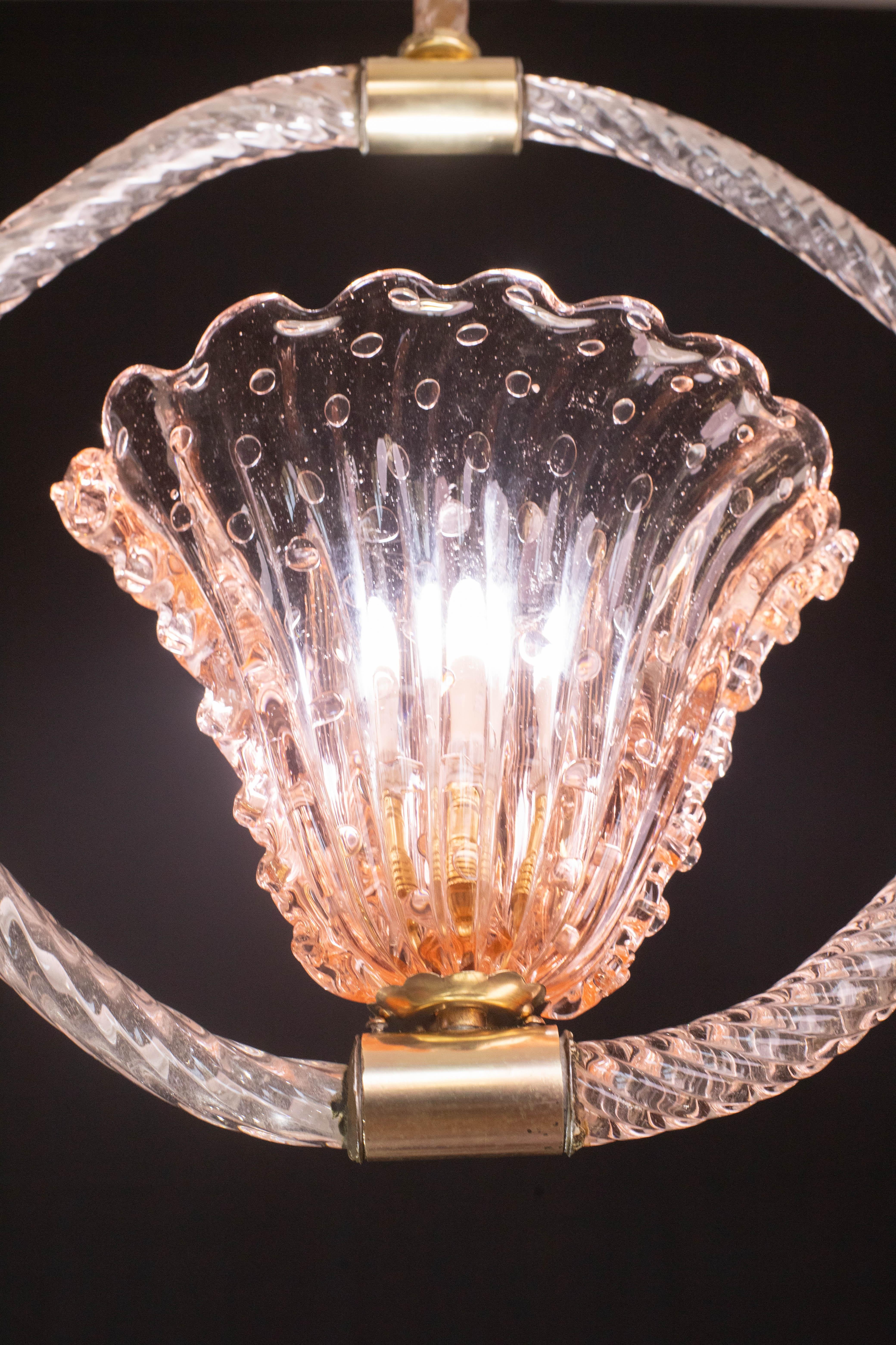 Pink Crown Art Deco Barovier e Toso Chandelier, 