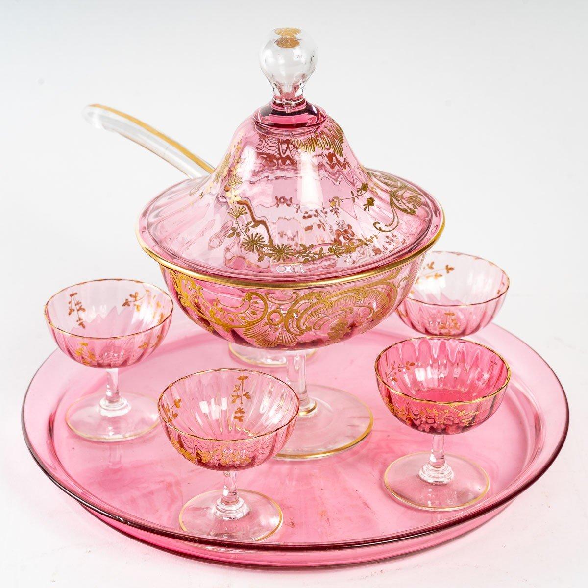 Esszimmerservice aus rosa Kristall, 19. Jahrhundert (Napoleon III.) im Angebot