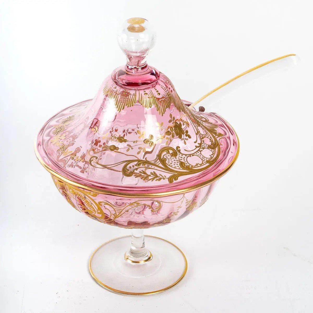 Esszimmerservice aus rosa Kristall, 19. Jahrhundert im Angebot 2