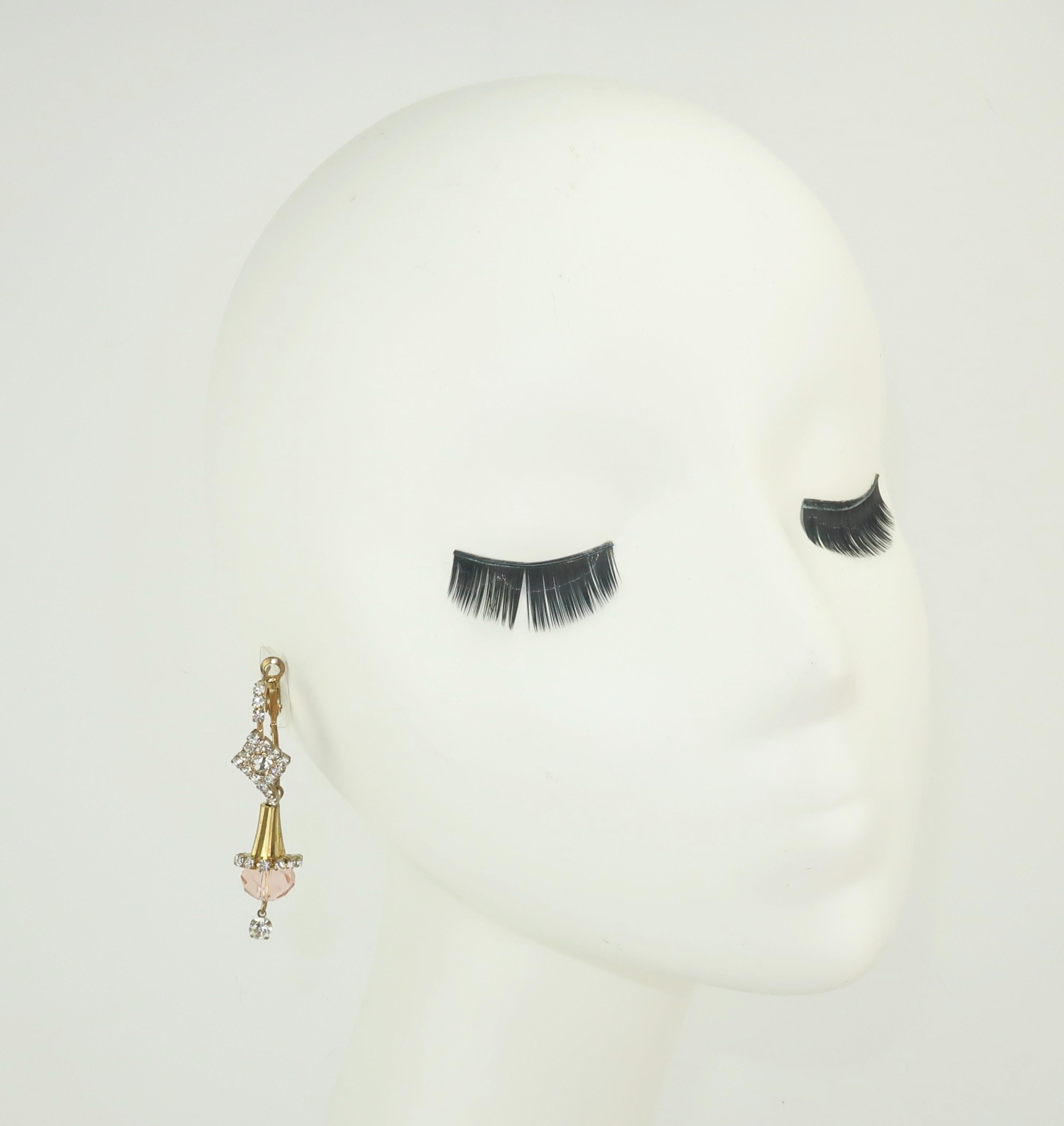 Pink Crystal & Rhinestone Drop Earrings 3