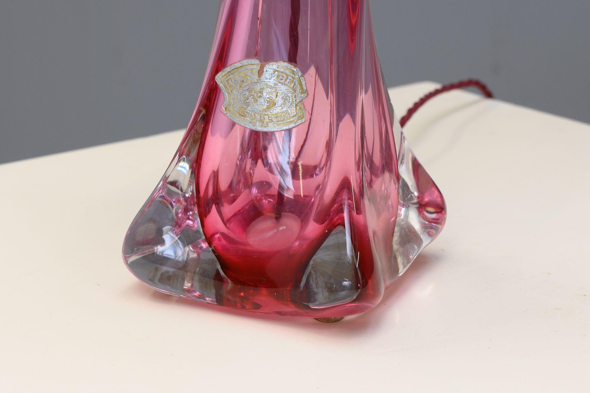 Belgian Pink Crystal Table Lamp For Sale