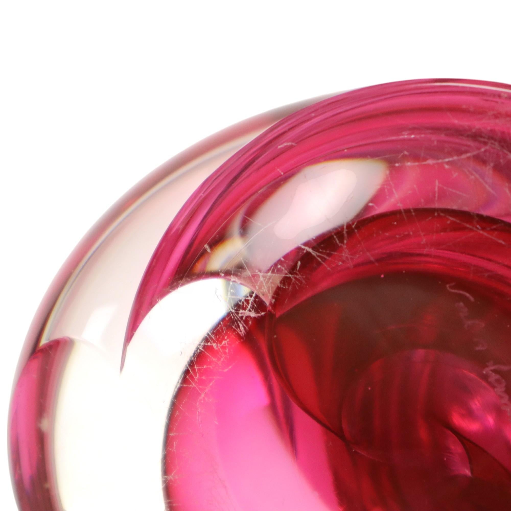 Lampe à poser en cristal rose Val Saint Lambert Swirl Sixties en vente 9