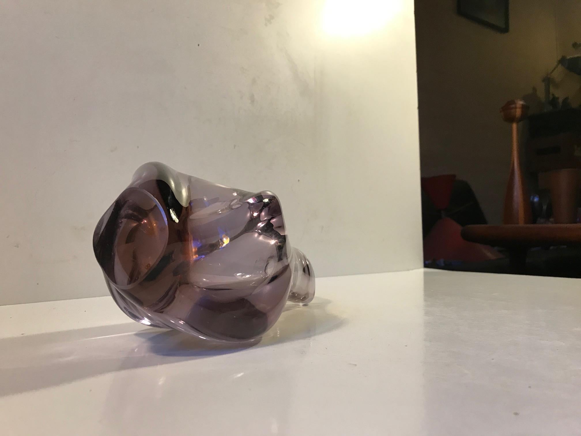 Vase aus rosa Kristall von Miloslav Klinger, 1950er Jahre (Europäisch) im Angebot