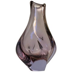 Pink Crystal Vase by Miloslav Klinger, 1950s
