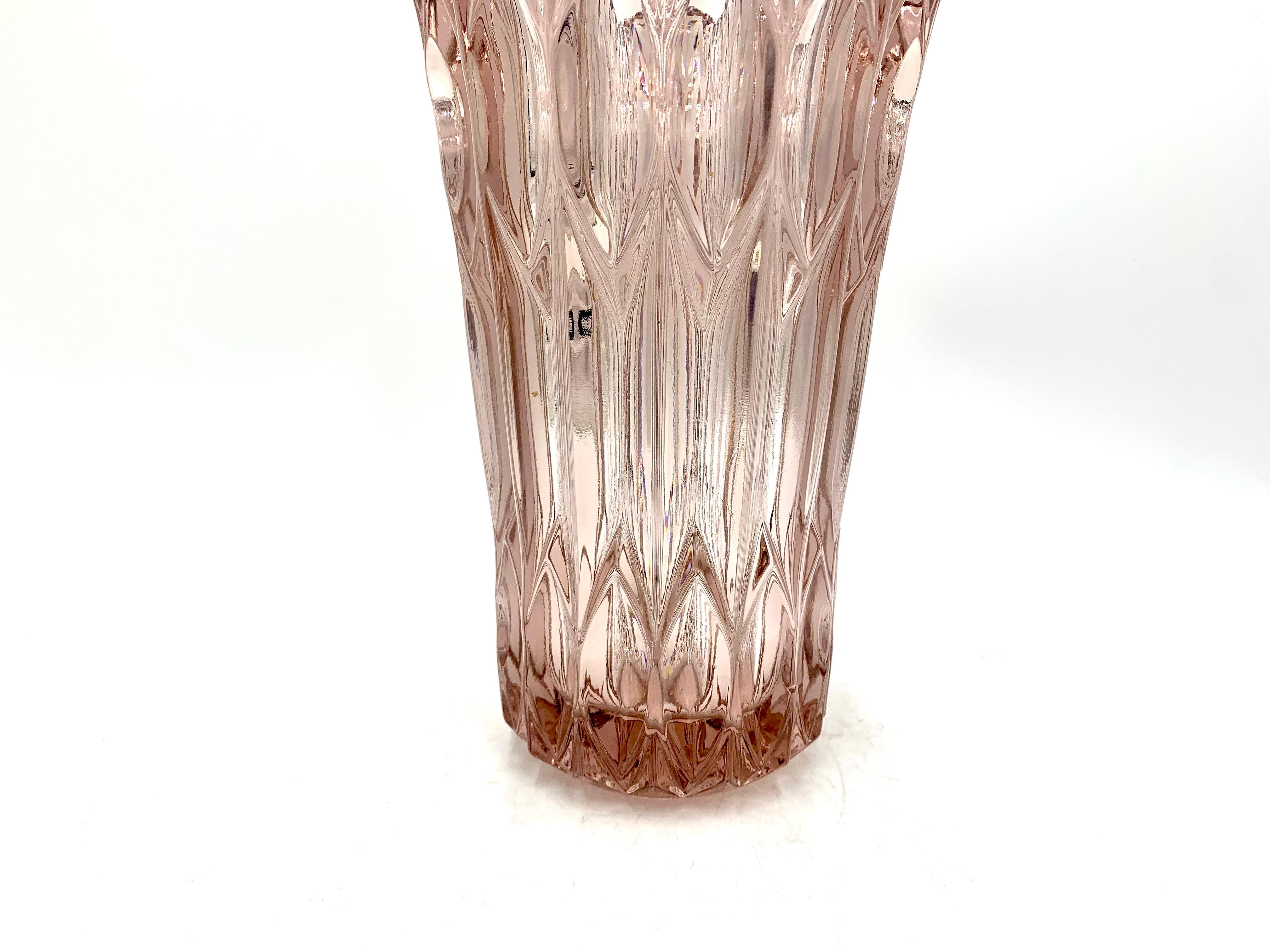 Mid-Century Modern Pink Crystal Vase, Czech Republic, 1950s