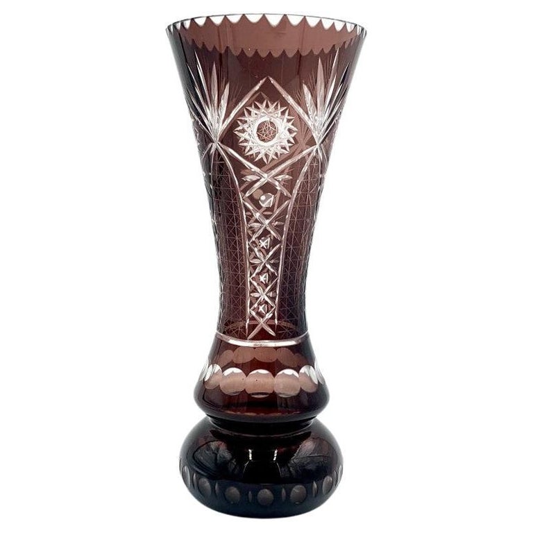 Pink Crystal Vase, Poland, 1960s at 1stDibs