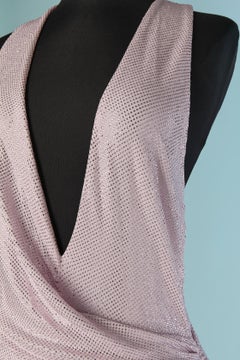 Pink crystalized sleeveless jersey evening dress ALEXANDRE VAUTHIER
