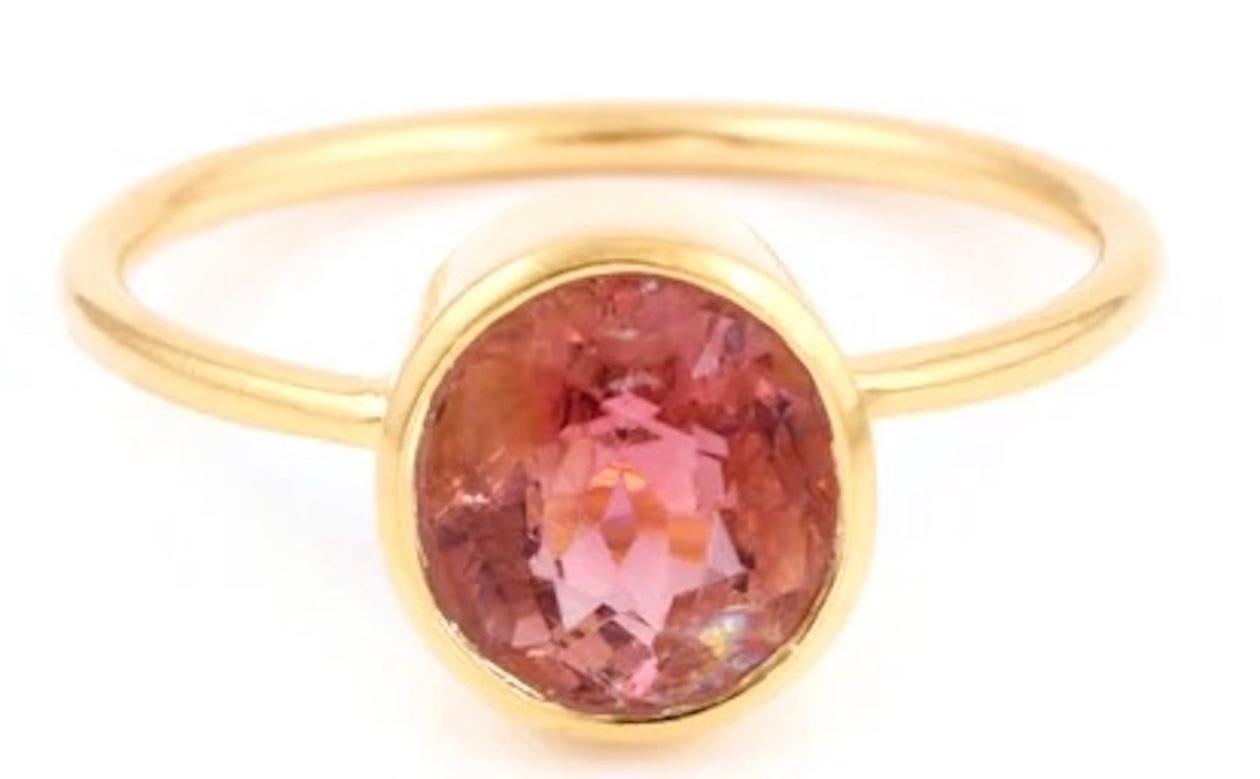 Modern Pink Currant Tourmaline Signet Ring For Sale