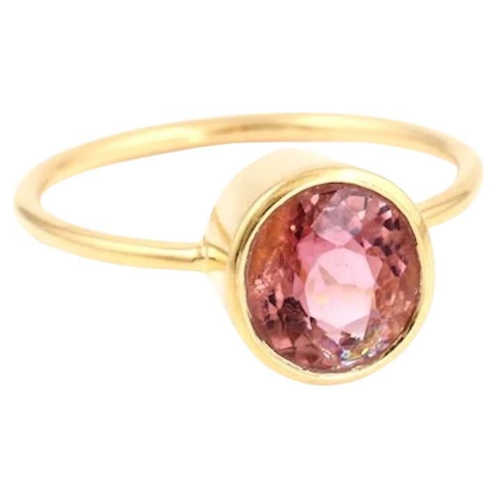 Pink Currant Tourmaline Signet Ring For Sale