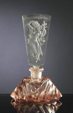 Pink Czech Glass Perfume with Intaglio Stopper