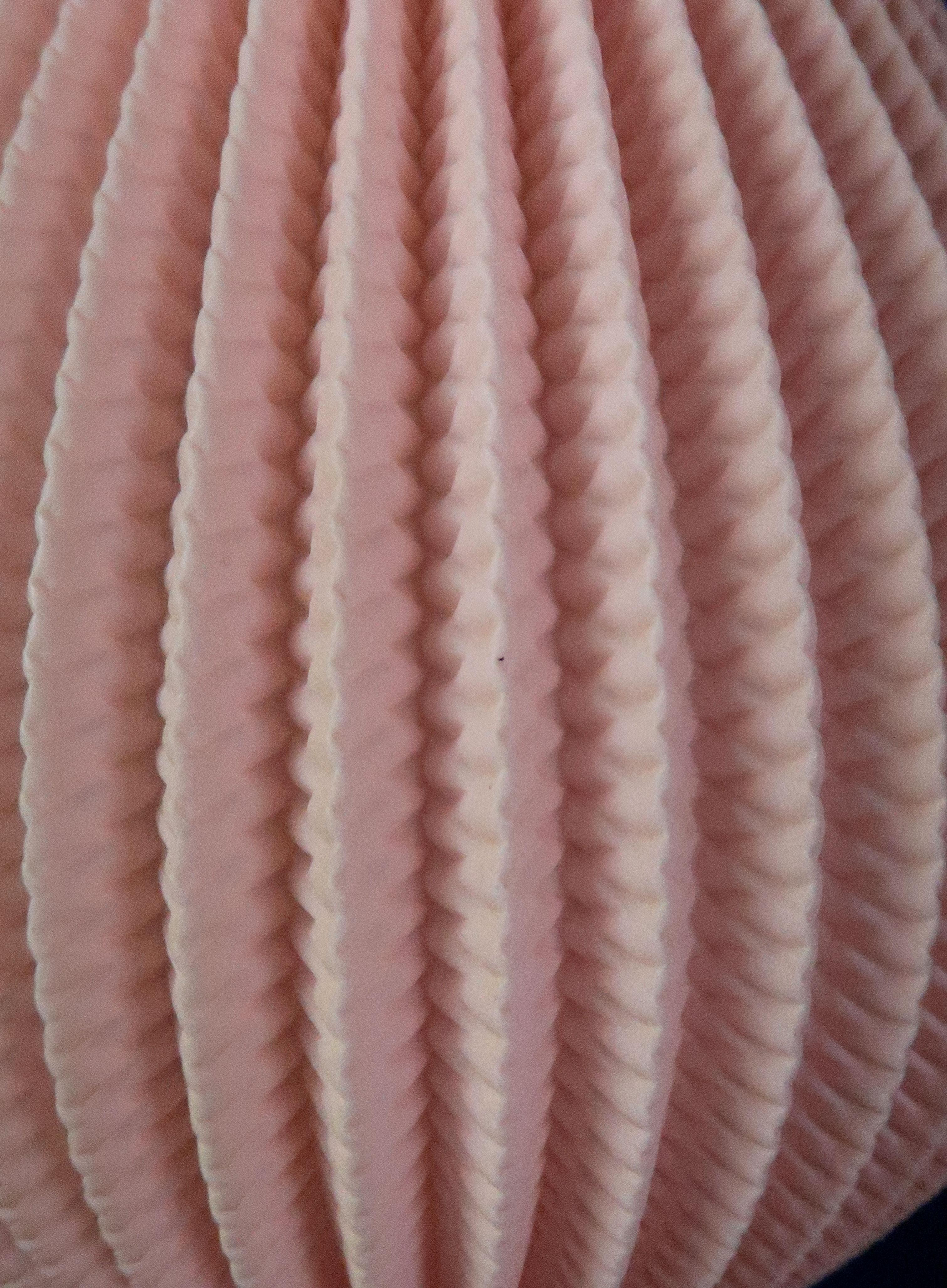 Pink Danish Modern Schiøler for Høyrup Pleated Pendant, 1960 In Good Condition In Copenhagen, DK