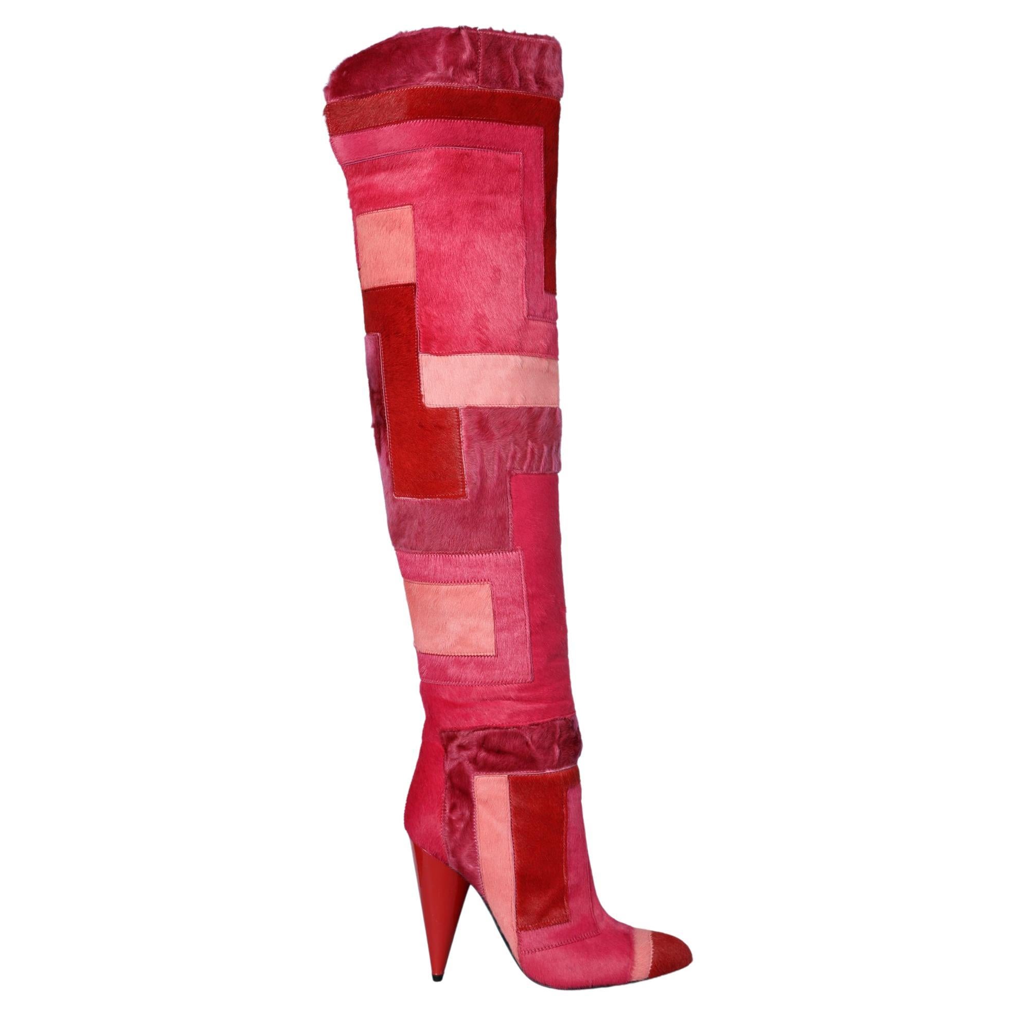 Pink degradé furs patchwork waders Tom Ford
