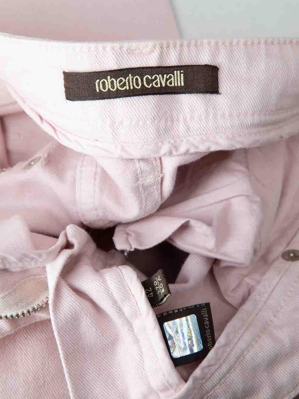 Roberto Cavalli Pink Denim Straight Leg Jeans Size L 1