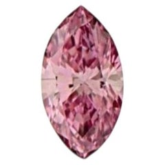 Diamante rosa 0,20 ct, naturale, sfuso, colore rosa intenso, certificato GIA, taglio marquise, purezza SI1