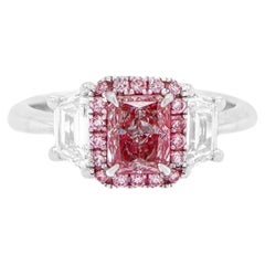 EGL Certified Pink Diamond 0.68 Carat Ring with Pink Diamond Halo 18K Gold