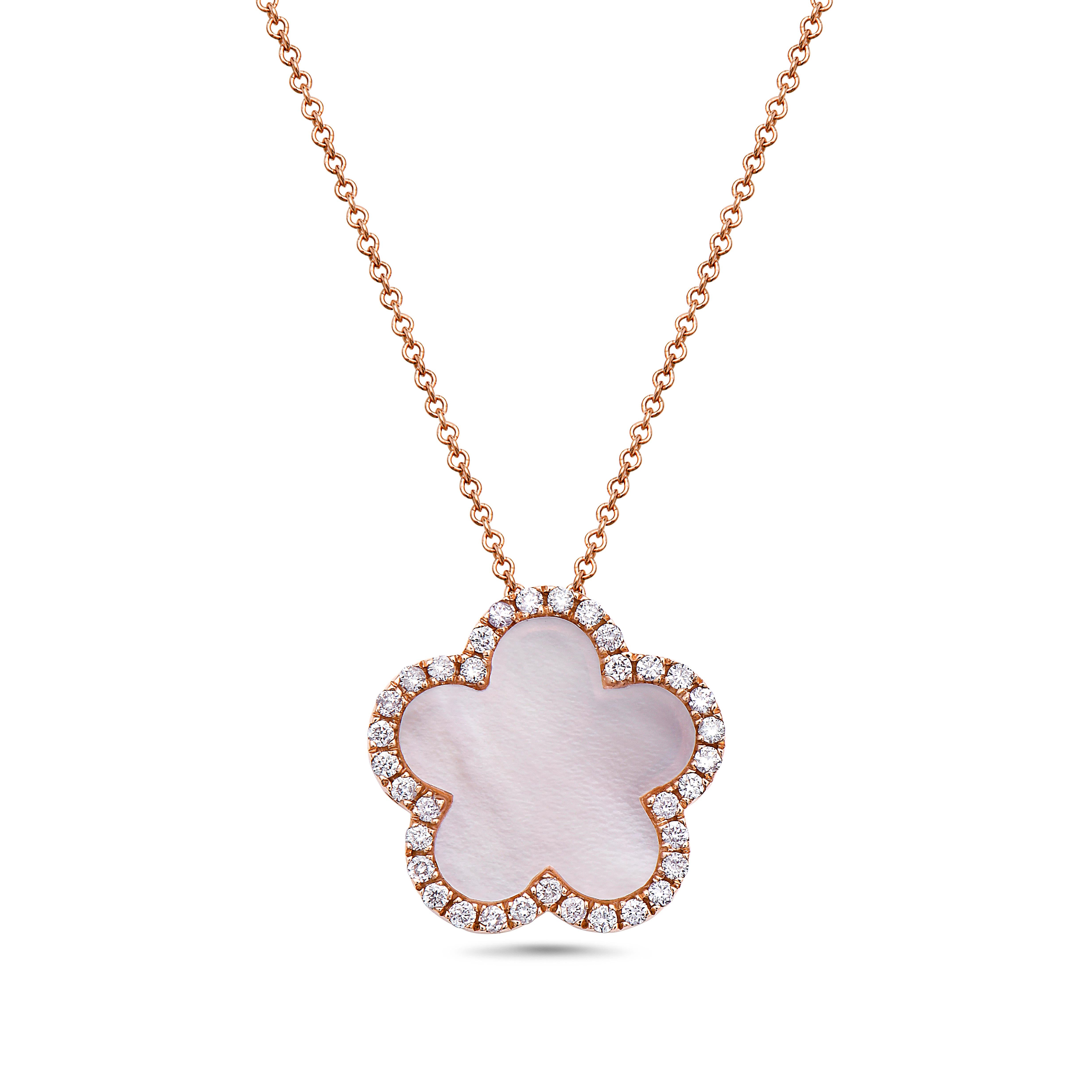Pink Diamond 14k Rose Gold Diamant-Halskette (Rosenschliff) im Angebot