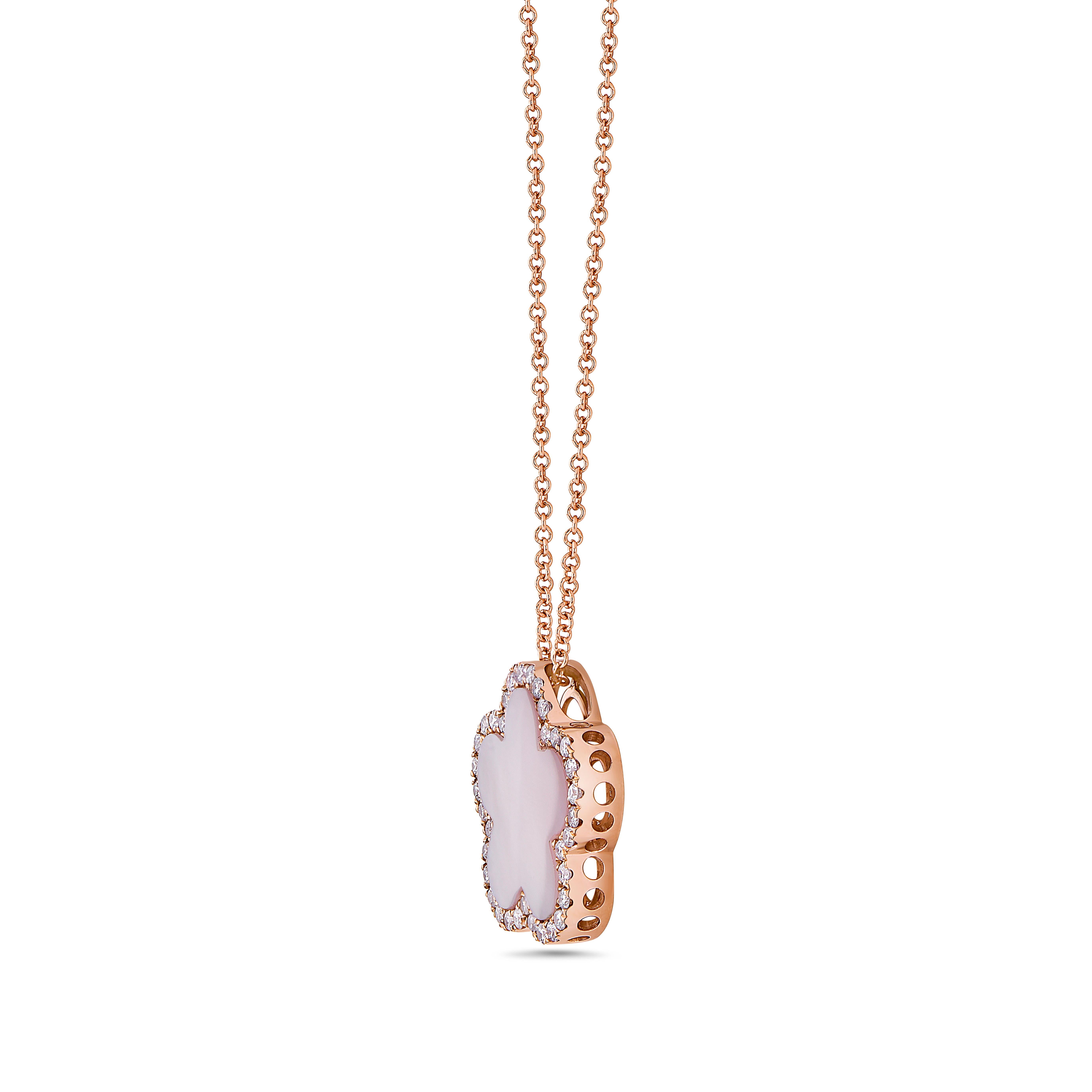 Pink Diamond 14k Rose Gold Diamond Necklace In New Condition For Sale In New York, NY