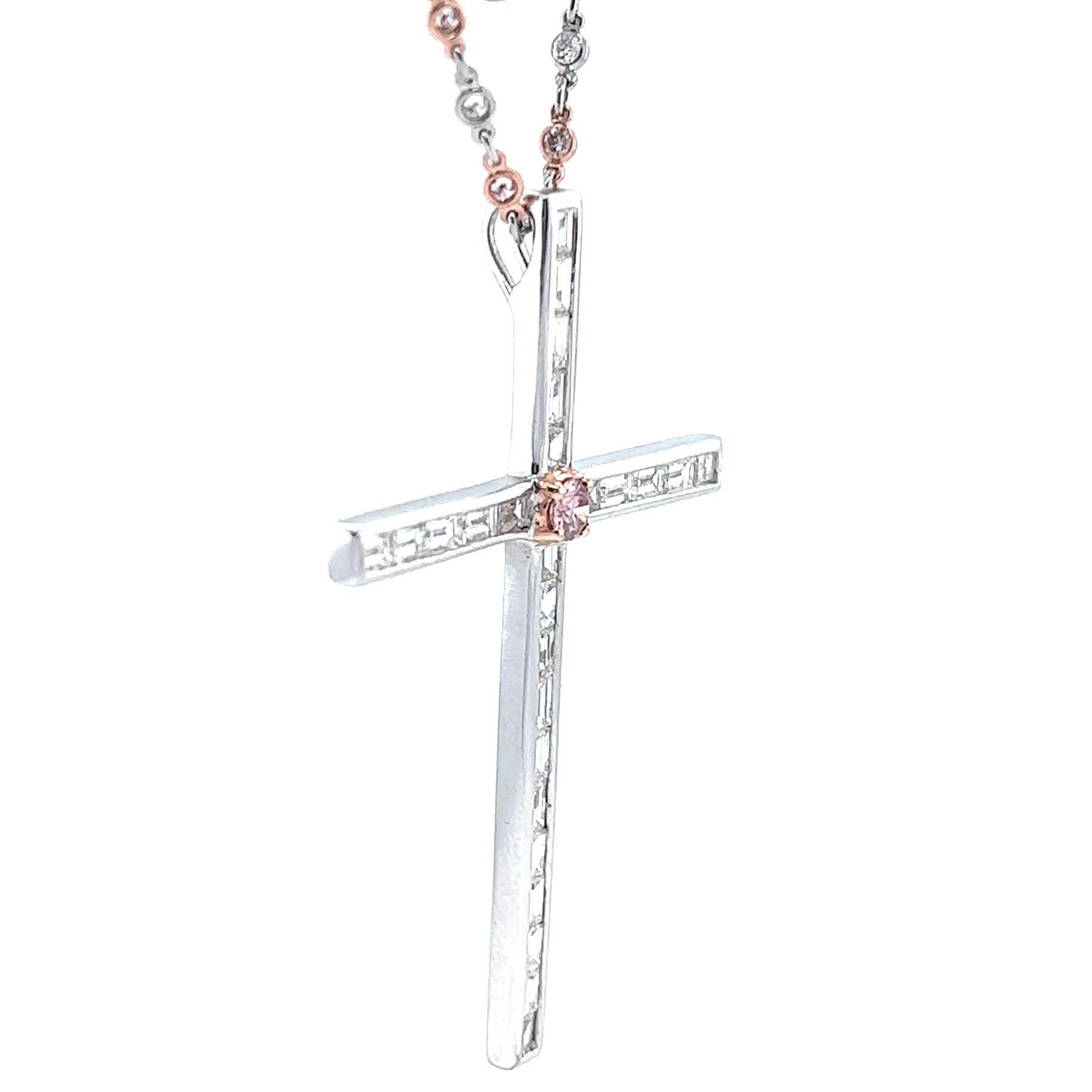 pink diamond cross pendant