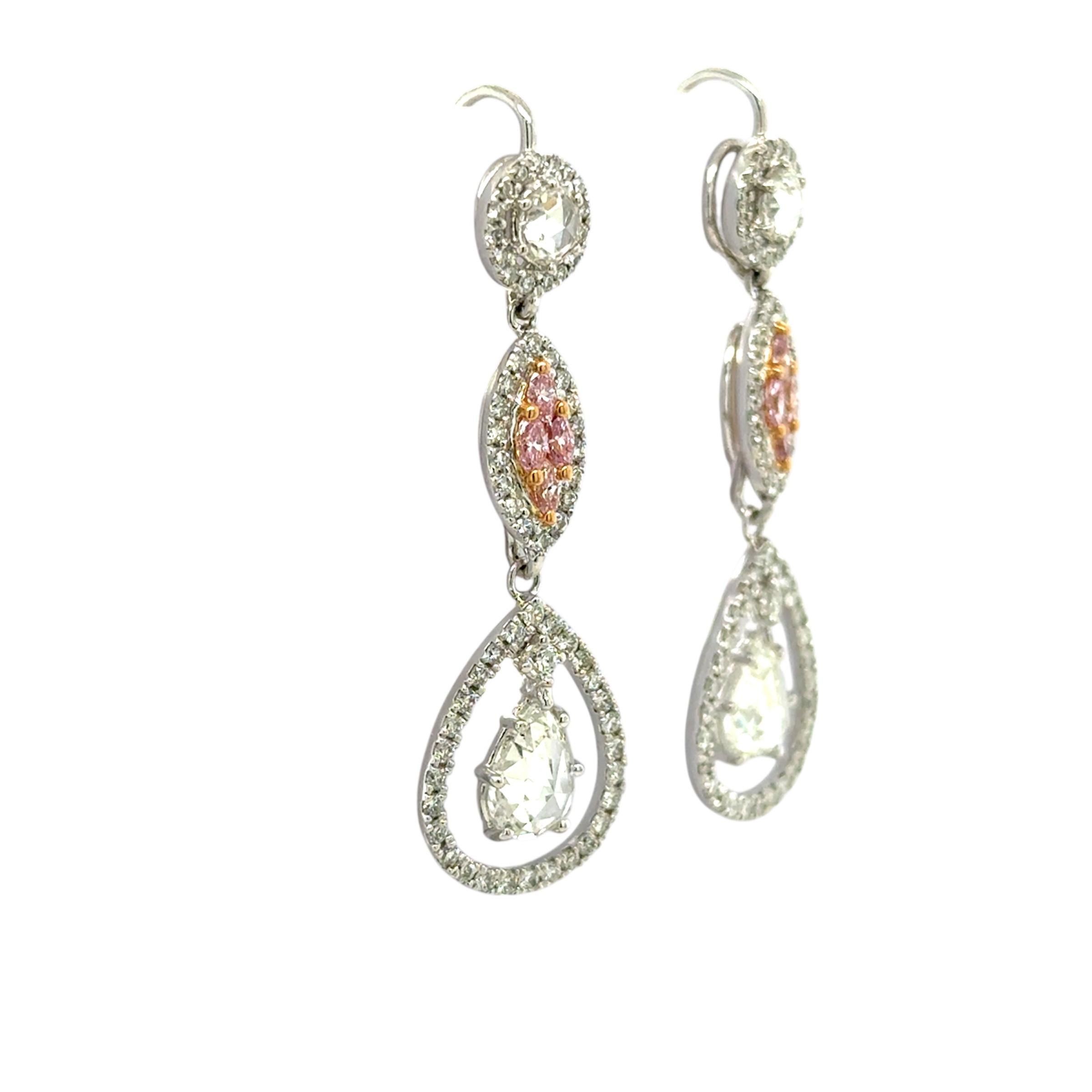 Pink Diamond und Diamant Cabrio-Ohrringe (Zeitgenössisch) im Angebot